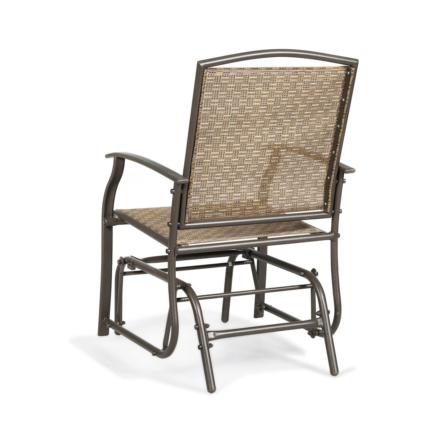 Costway Patio Swing Single Glider Chair Rocking Seating Steel Frame Garden Furni Brown