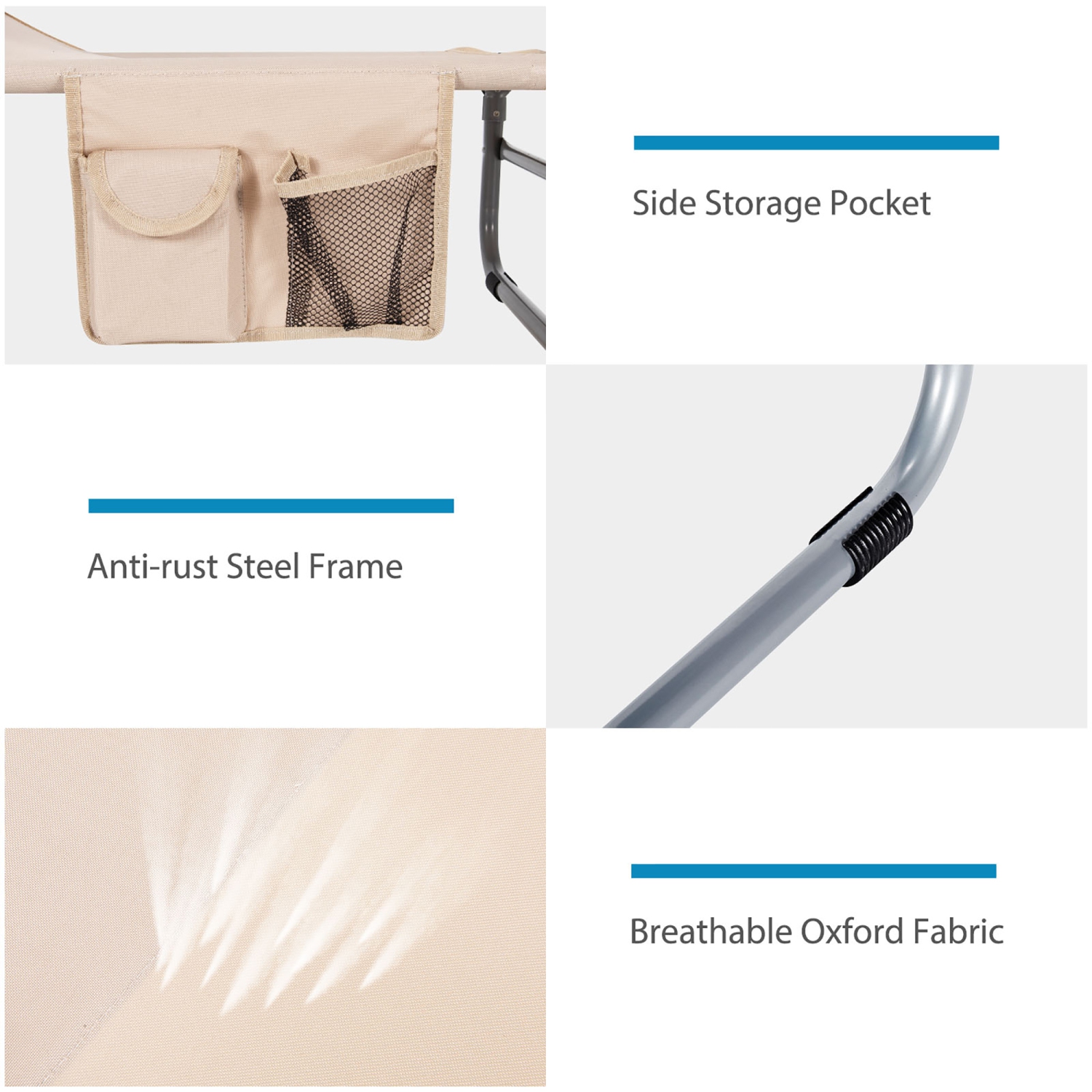 Costway Foldable Lounge Chair Outdoor Adjustable Beach Patio Pool Recliner W/Sun Shade