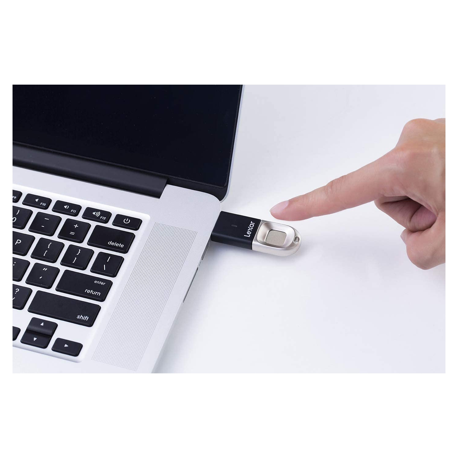 Lexar LJDF35-64GBNL Jumpdrive Fingerprint F35 64 GB USB 3.0 Flash Drive, Black/Silver