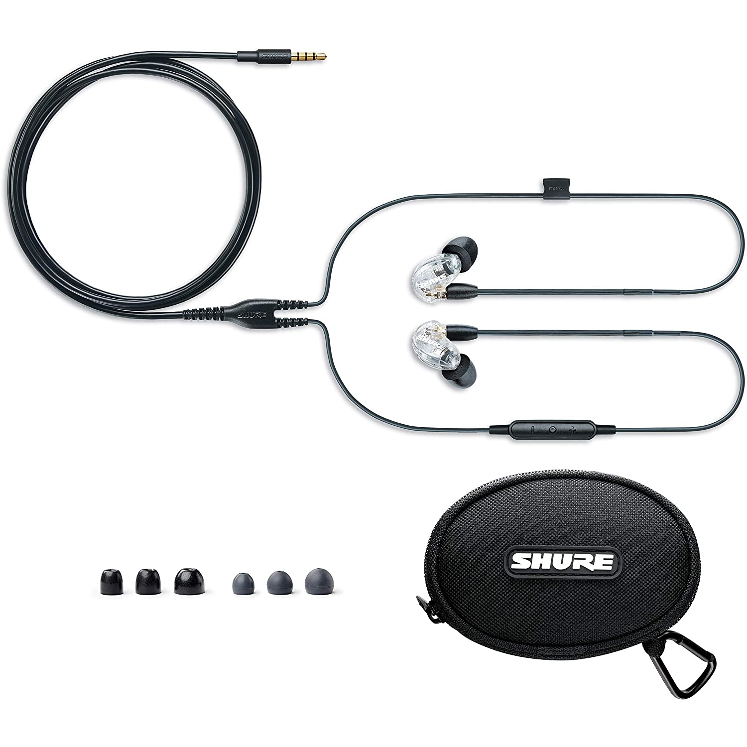 Shure SE215 Sound Isolating Earphones with 3.5mm Cable, Remote and Mic, Clear