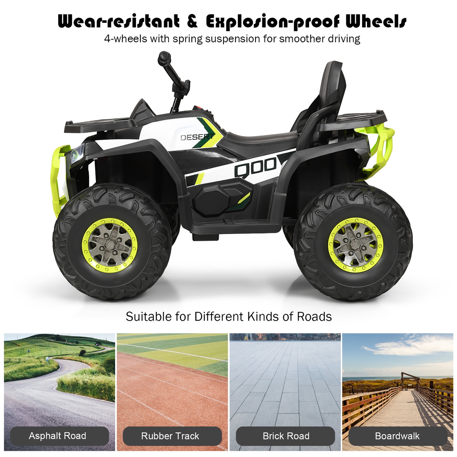 12V Kids Electric 4-Wheeler ATV Quad 2 Vitesses Rouler sur la voiture avec mp3 et lumières LED