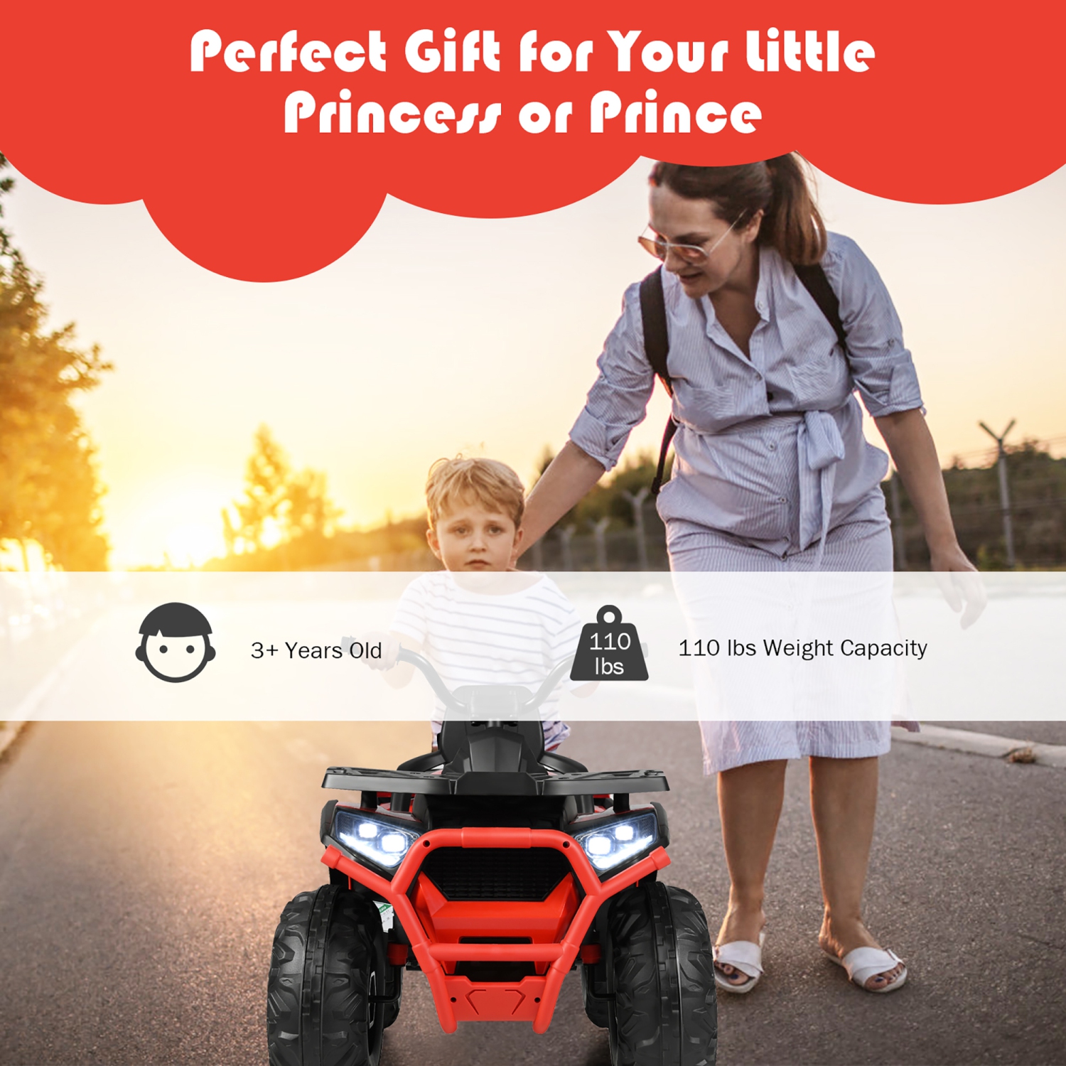 12V Kids Electric 4-Wheeler ATV Quad 2 Vitesses Rouler sur la voiture avec mp3 et lumières LED