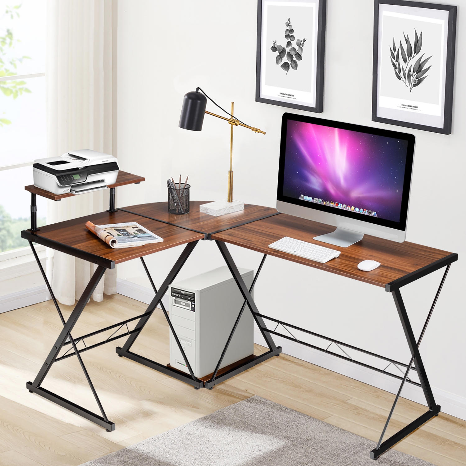 Bureau en L 58'' x 44''Costway – Bureau d’ordinateur en L