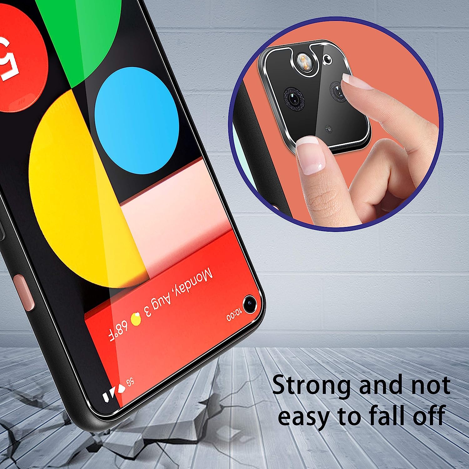 Paquet de 2 protecteurs d'écran pour Pixel 5 + paquet de 3 protecteurs d'objectif en verre trempé, 9H [Cadre facile à installer] film transparent