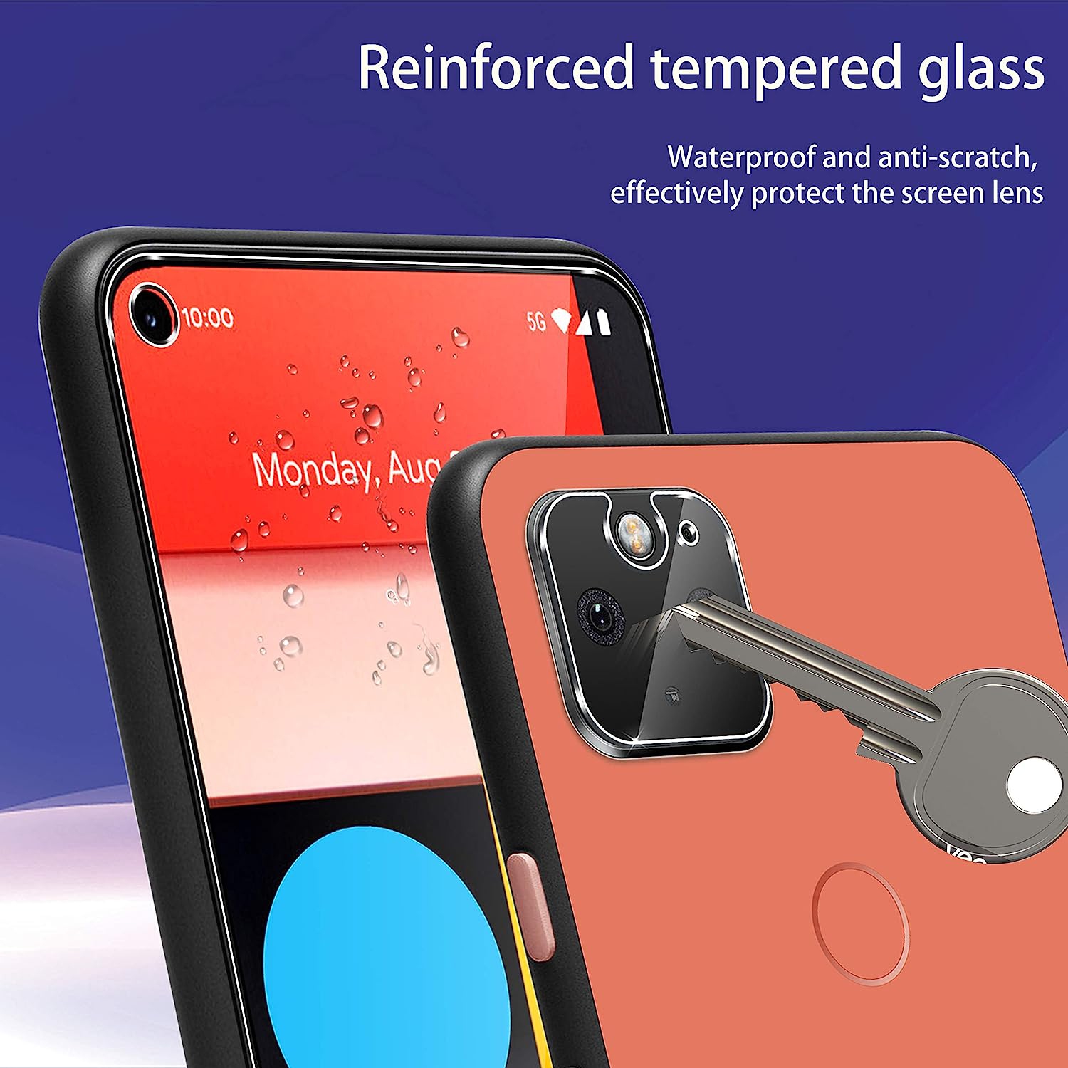 Paquet de 2 protecteurs d'écran pour Pixel 5 + paquet de 3 protecteurs d'objectif en verre trempé, 9H [Cadre facile à installer] film transparent