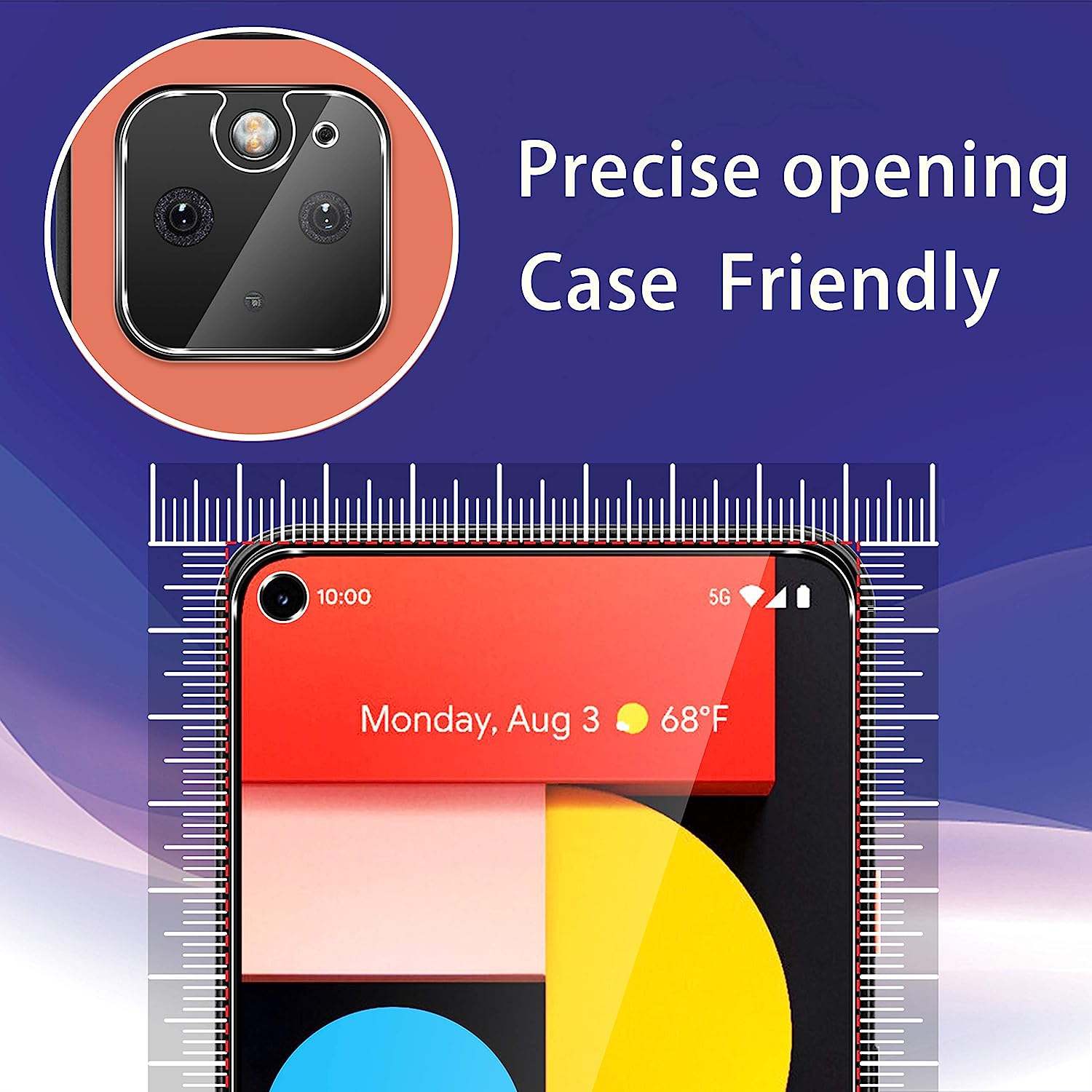 Paquet de 2 protecteurs d'écran pour Pixel 5 + paquet de 3 protecteurs d'objectif en verre trempé, 9H [Cadre facile à installer] film transparent