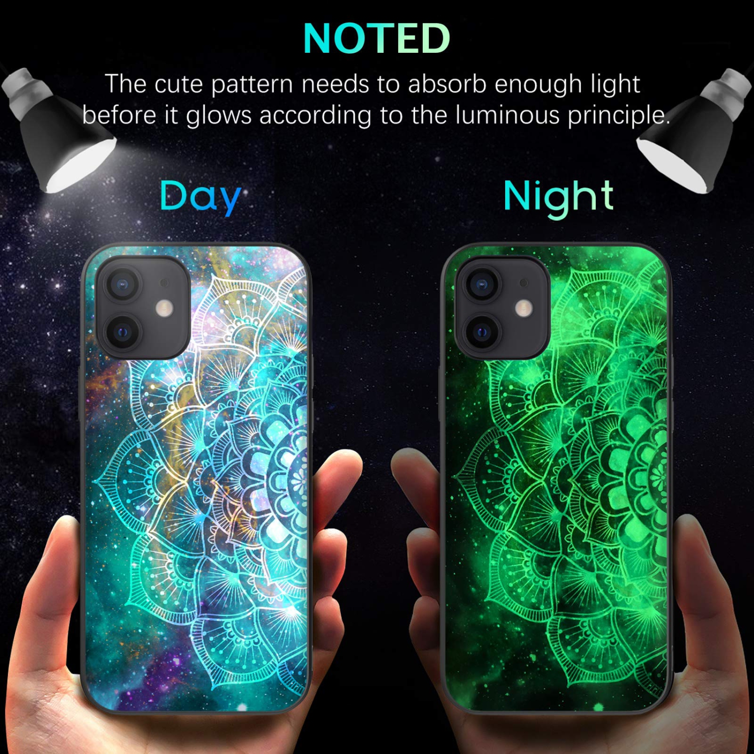 KANGYA iPhone 12 Case, iPhone 12 Pro Case, Slim Fit Glow in The Dark Shockproof Protective Hybrid Hard PC Soft TPU Bumper Co