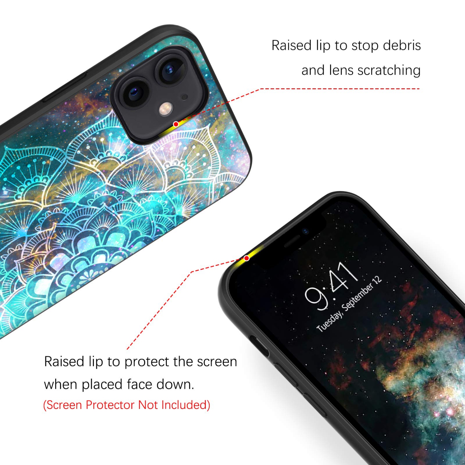KANGYA iPhone 12 Case, iPhone 12 Pro Case, Slim Fit Glow in The Dark Shockproof Protective Hybrid Hard PC Soft TPU Bumper Co