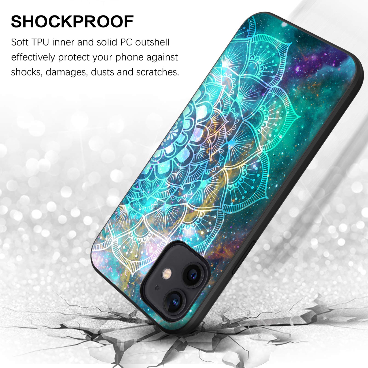 KANGYA iPhone 12 Case, iPhone 12 Pro Case, Slim Fit Glow in The Dark Shockproof Protective Hybrid Hard PC Soft TPU Bumper Co