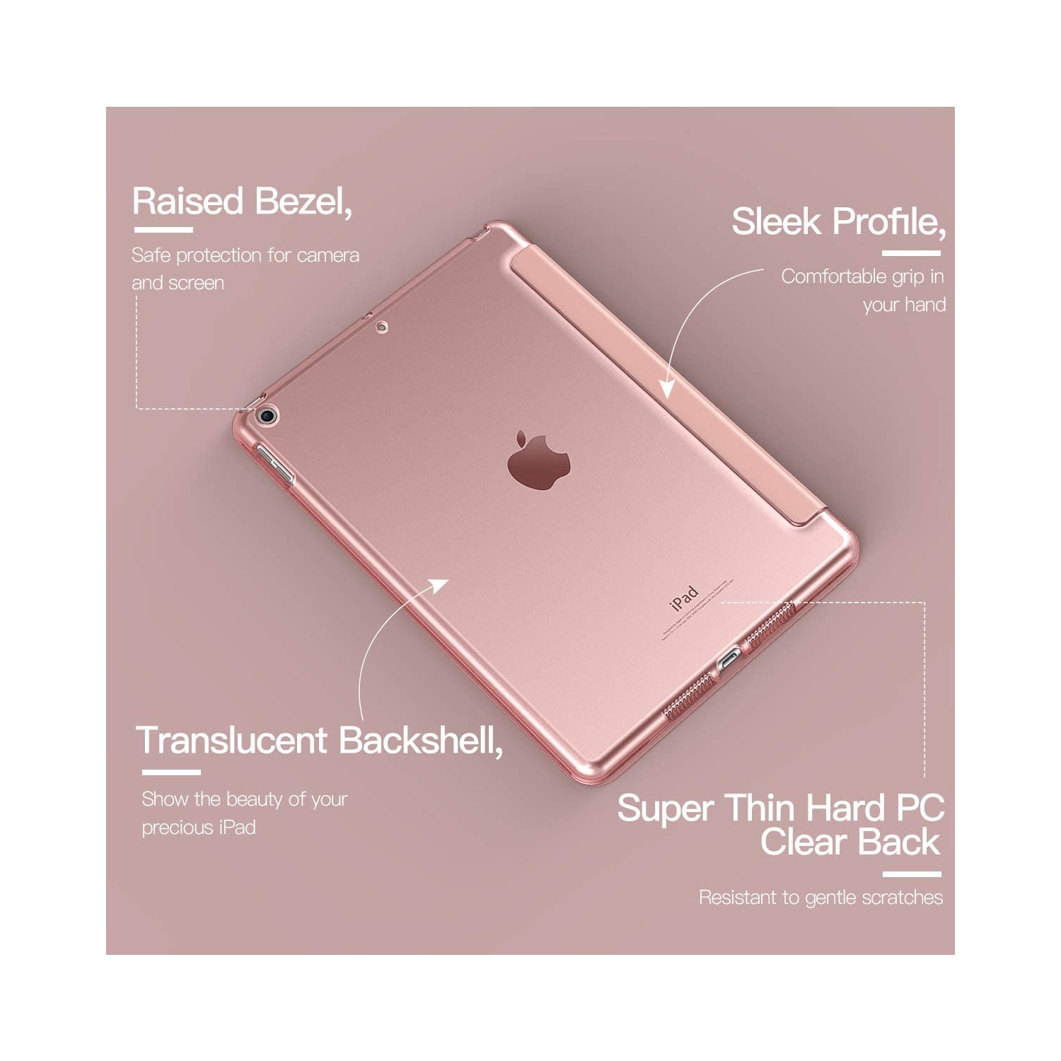 navor iPad 10.2 Case iPad 9th Generation 2021/ iPad 8th Generation 2020/ iPad 7th Generation 2019 Case,Slim Translucent Hard PC Protective Smart