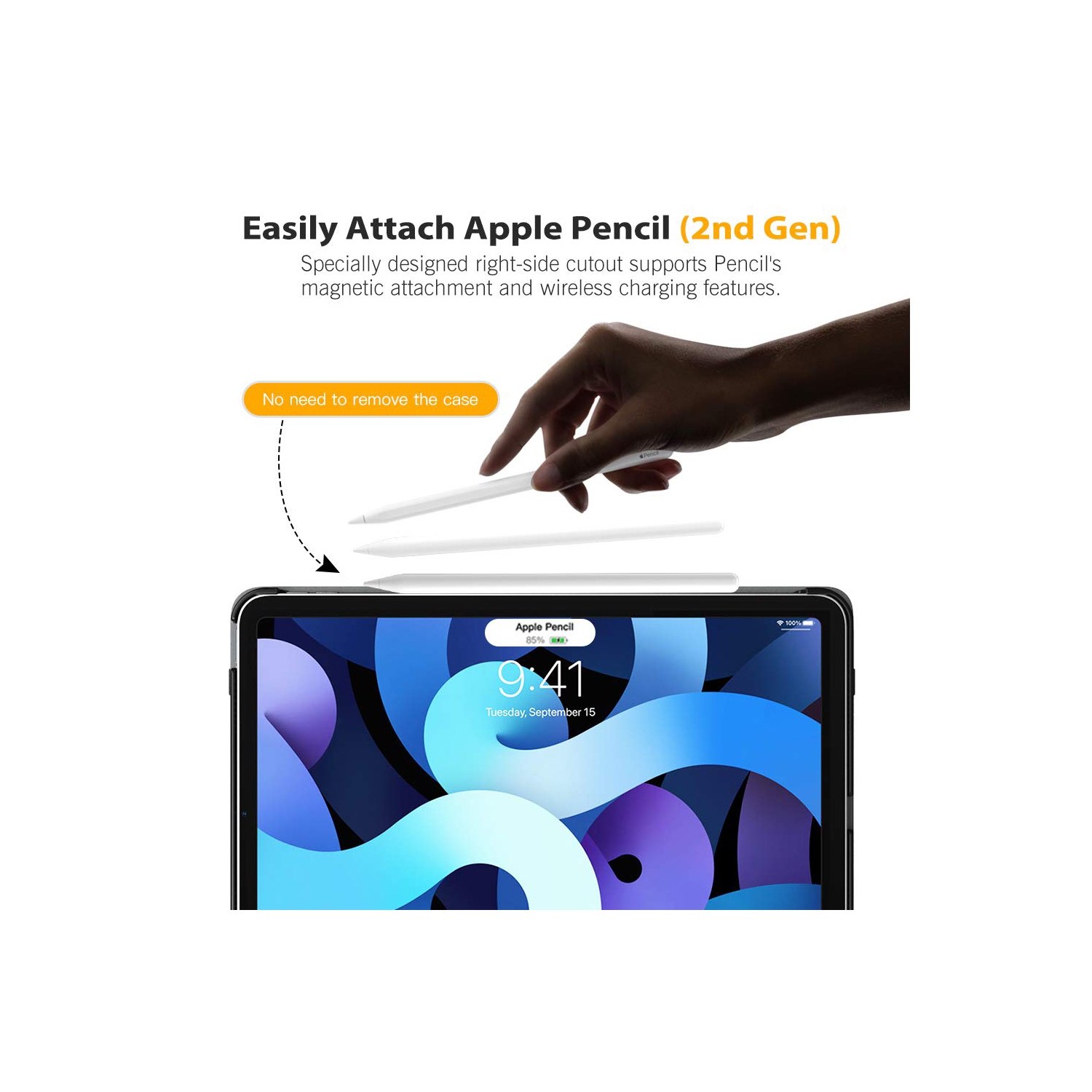 MoKo Case Fit New iPad Air 4th Generation 2020 / iPad 10.9 Case - 90 Degree Rotating Stand Leather Cover,Smart Swivel Case w