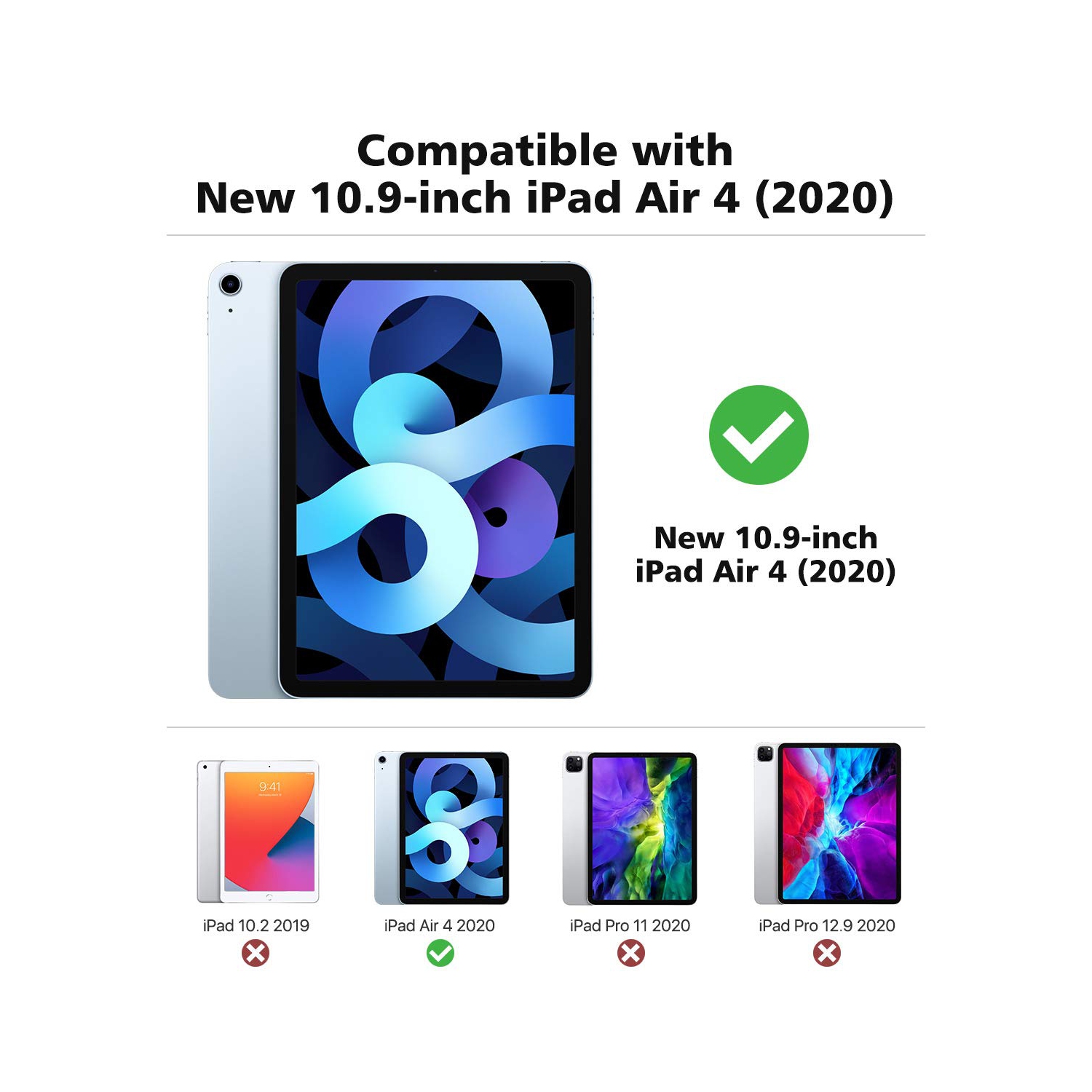 MoKo Case Fit New iPad Air 4th Generation 2020 / iPad 10.9 Case - 90 Degree Rotating Stand Leather Cover,Smart Swivel Case w