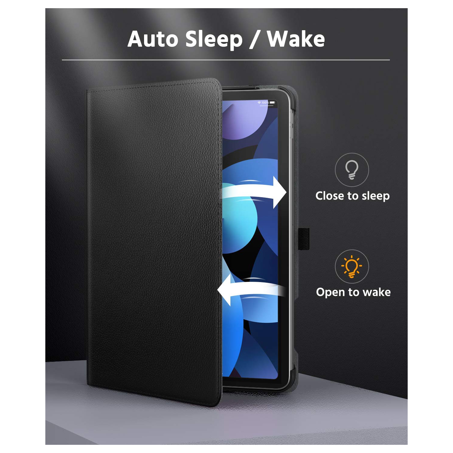 MoKo Case Fit New iPad Air 4th Generation 2020 / iPad 10.9 Case - 90 Degree Rotating Stand Leather Cover,Smart Swivel Case w