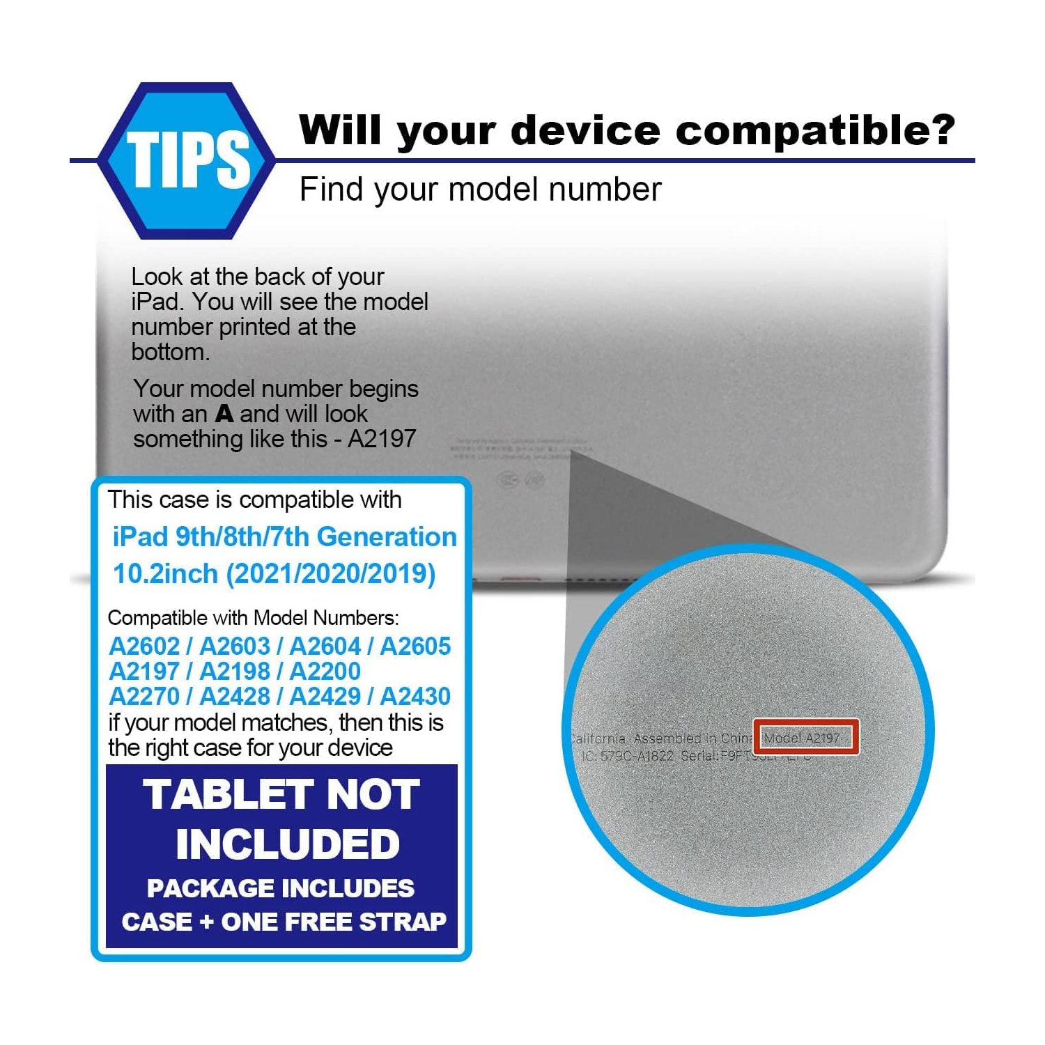 NAVOR stock iPad 9th/8th/7th Generation Case, iPad Three Layer Drop Protection Case with [360 Rotating Stand] Hand Strap &[Pencil Holder] iPad