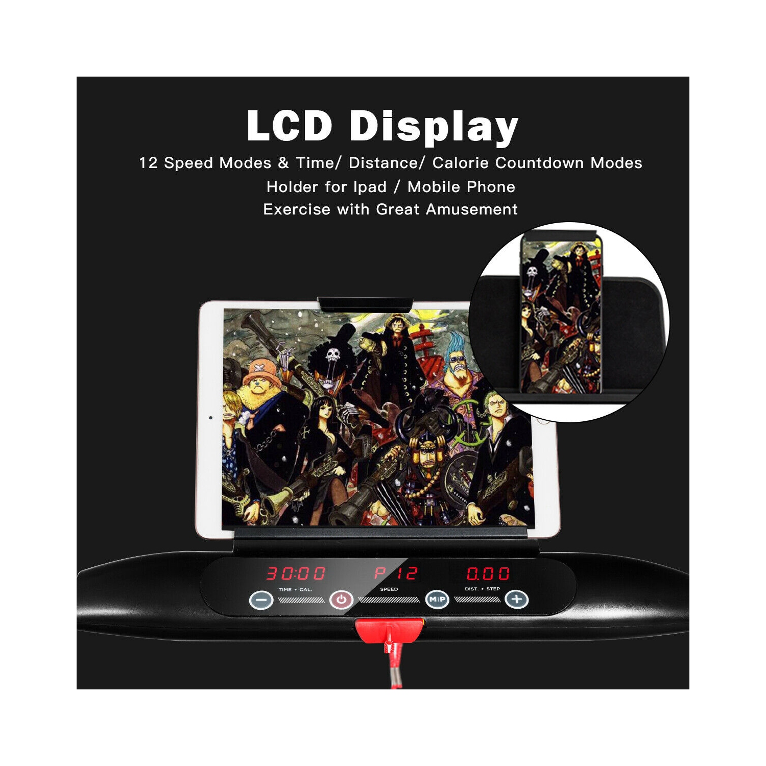 Tapis roulant pliant électrique ultra-mince de 450W Gymax