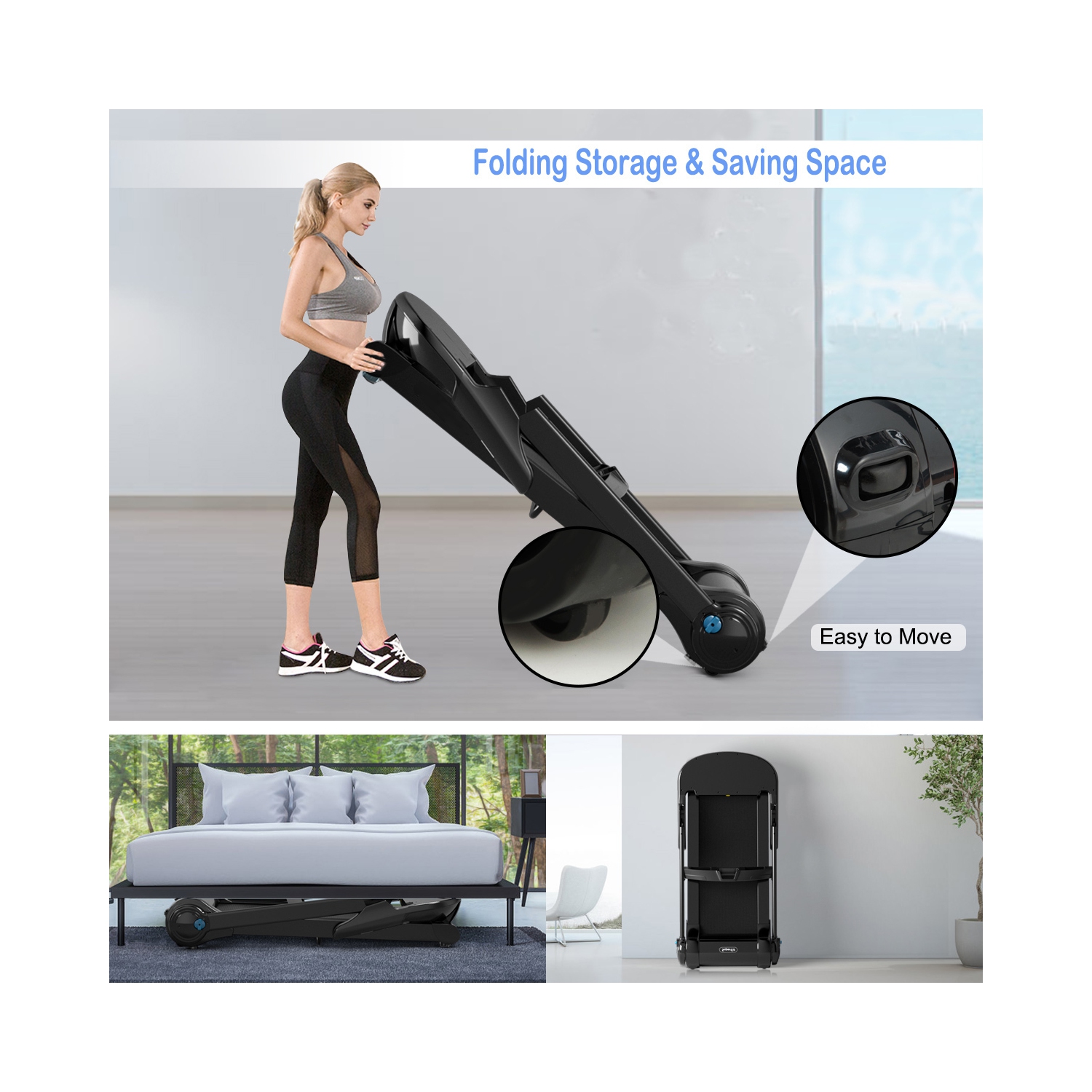 Gymax 2.25HP Folding Fitness Treadmill with LED Display