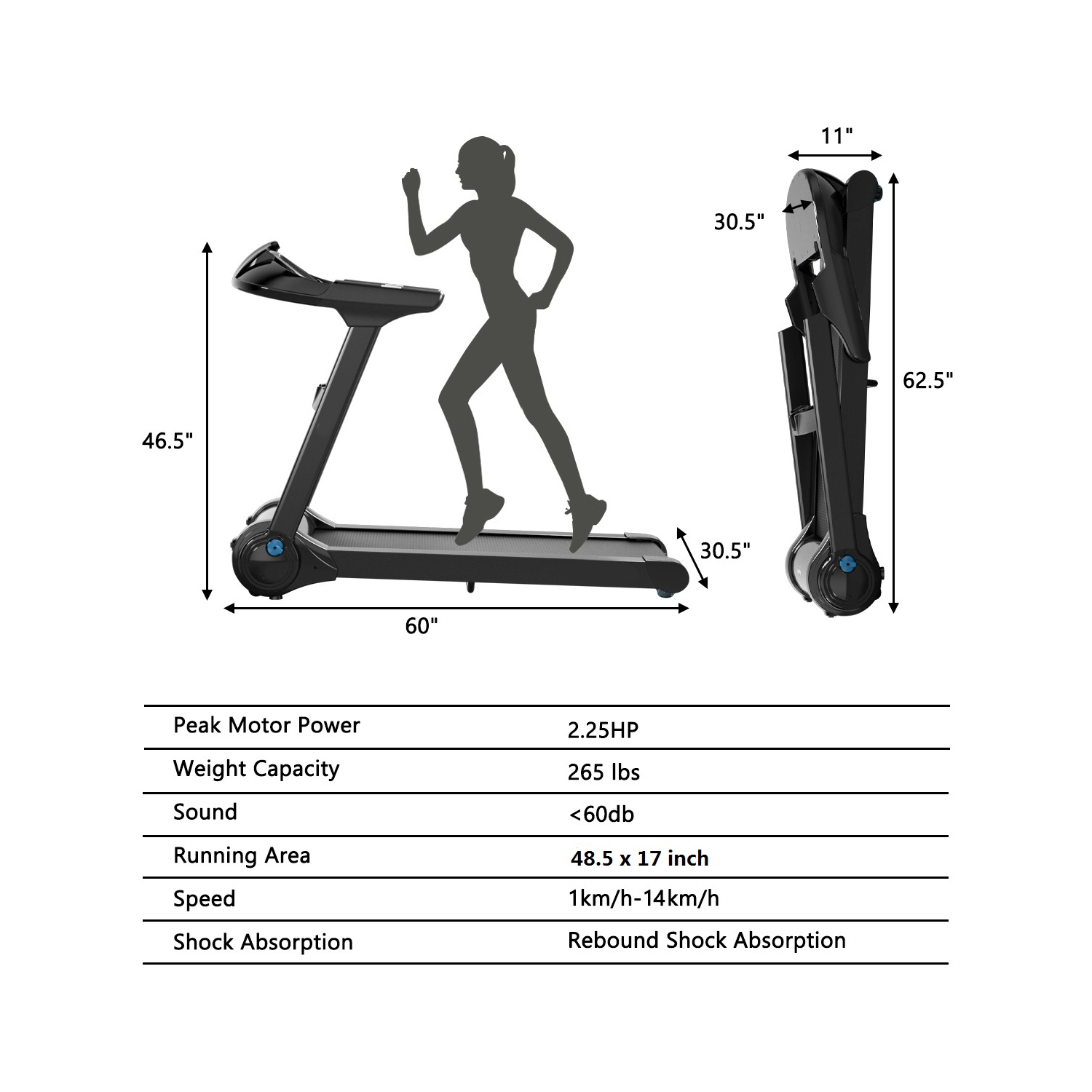 Gymax 2.25HP Folding Fitness Treadmill with LED Display