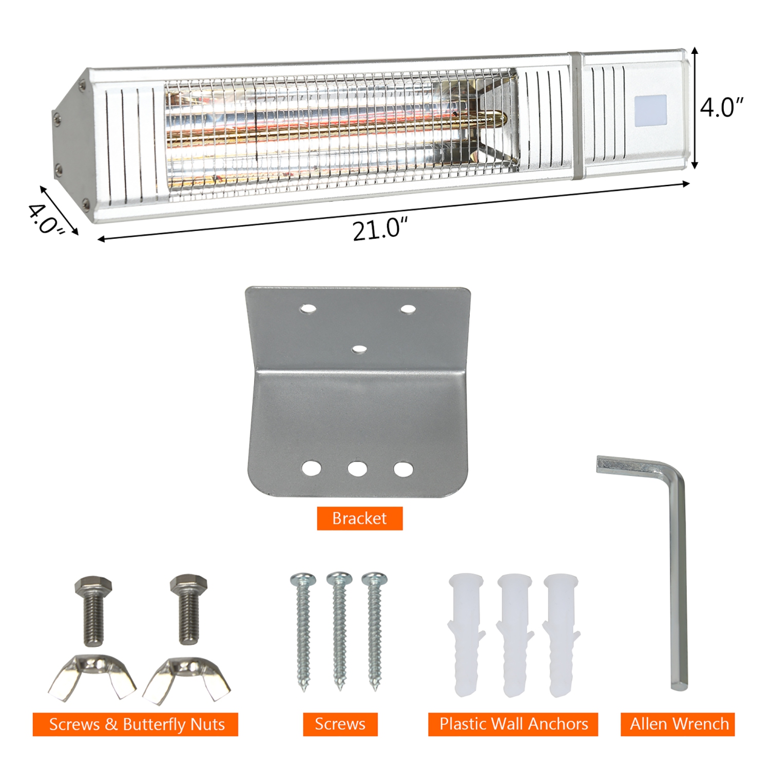 Costway 1500W Infrared Patio Heater w/ Remote Control & 24H Timer for Indoor Outdoor