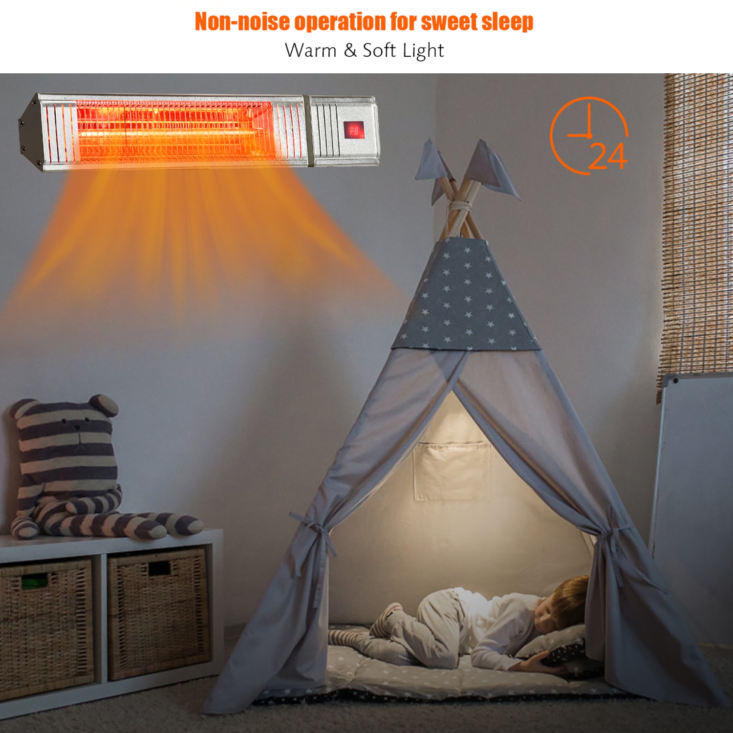 Costway 1500W Infrared Patio Heater w/ Remote Control & 24H Timer for Indoor Outdoor