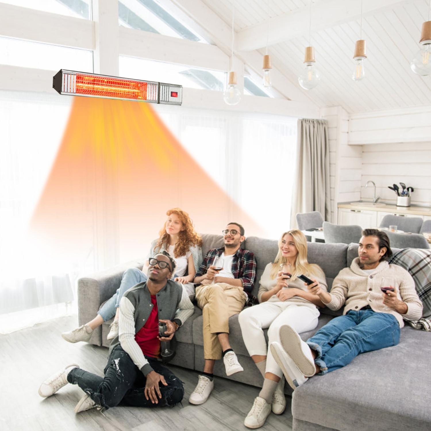 Costway 1500W Infrared Patio Heater w/ Remote Control & 24H Timer for Indoor Outdoor