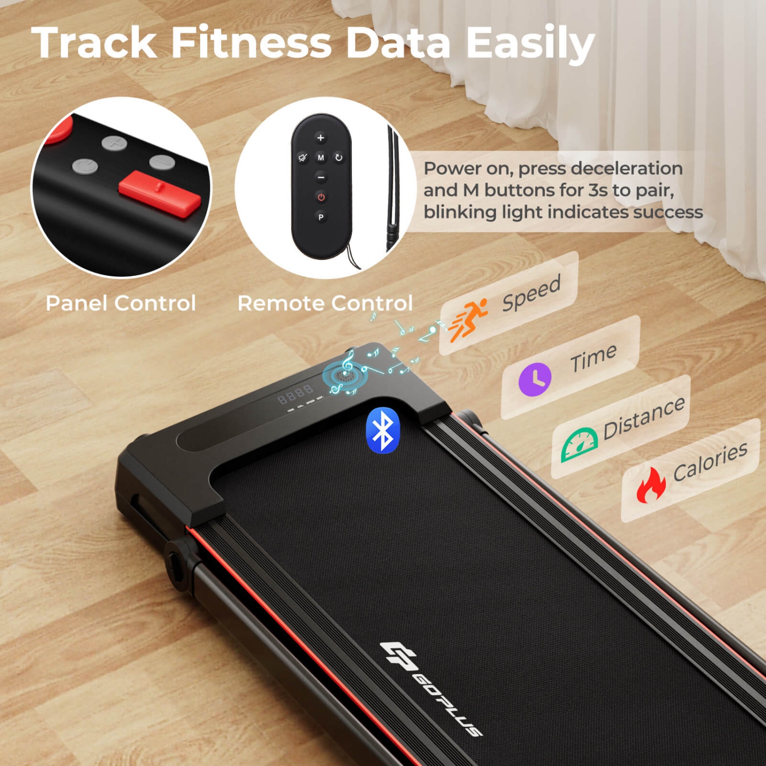 Tapis roulant pliable 3-en-1 de Goplus avec télécommande de poste de travail de bureau amovible, noir