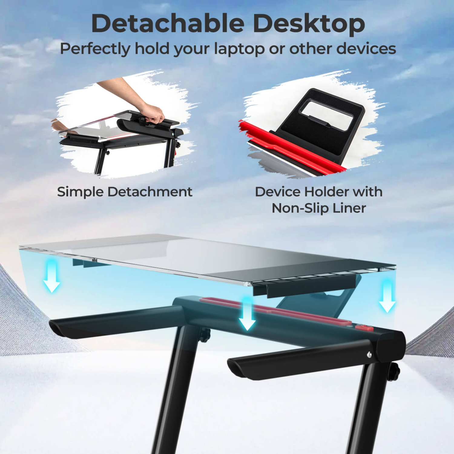 Tapis roulant pliable 3-en-1 de Goplus avec télécommande de poste de travail de bureau amovible, noir