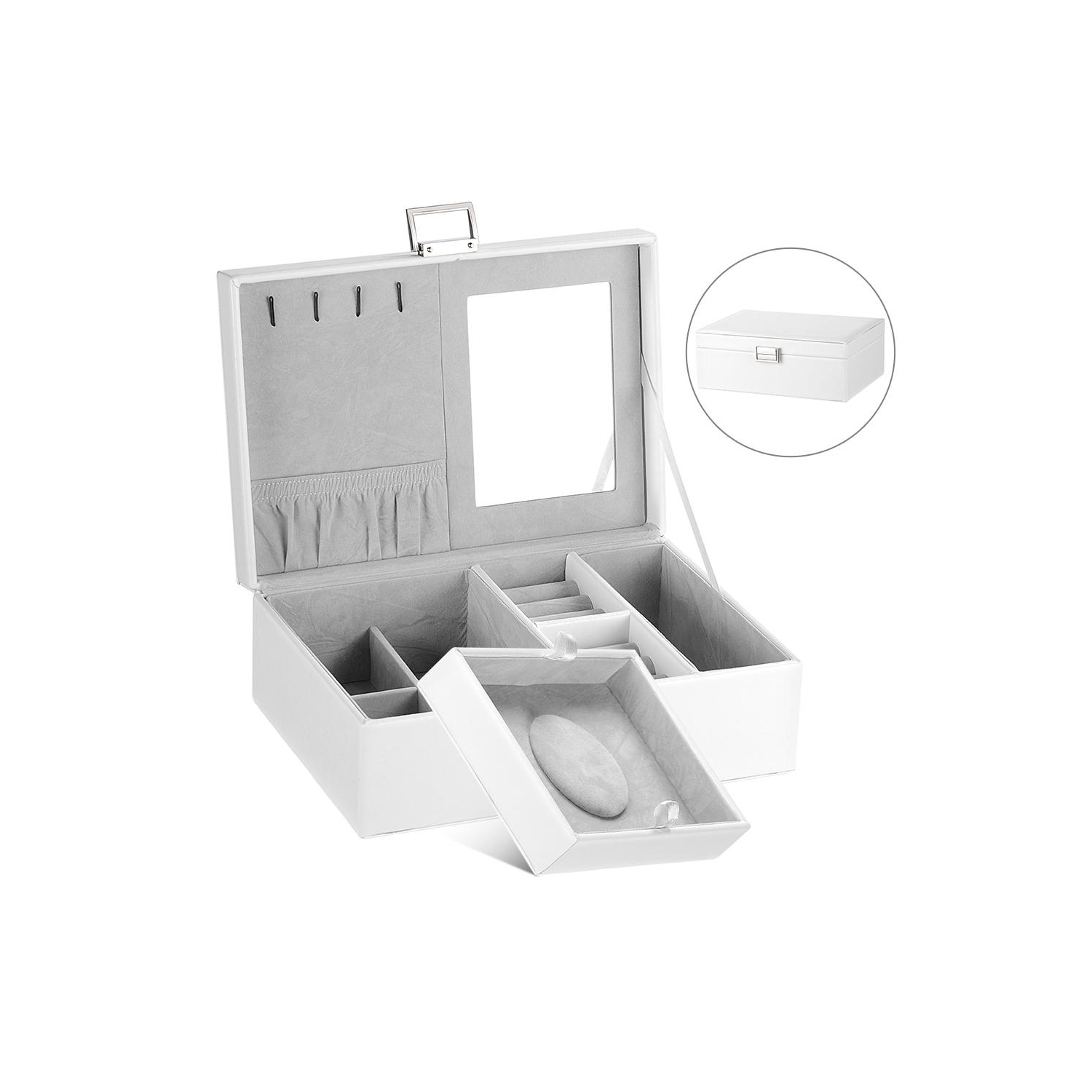 Coffret à bijoux femmes en similicuir présentoir à bijoux verrouillable porte-bijoux organisateur pour collier à anneaux de boucles d'oreilles