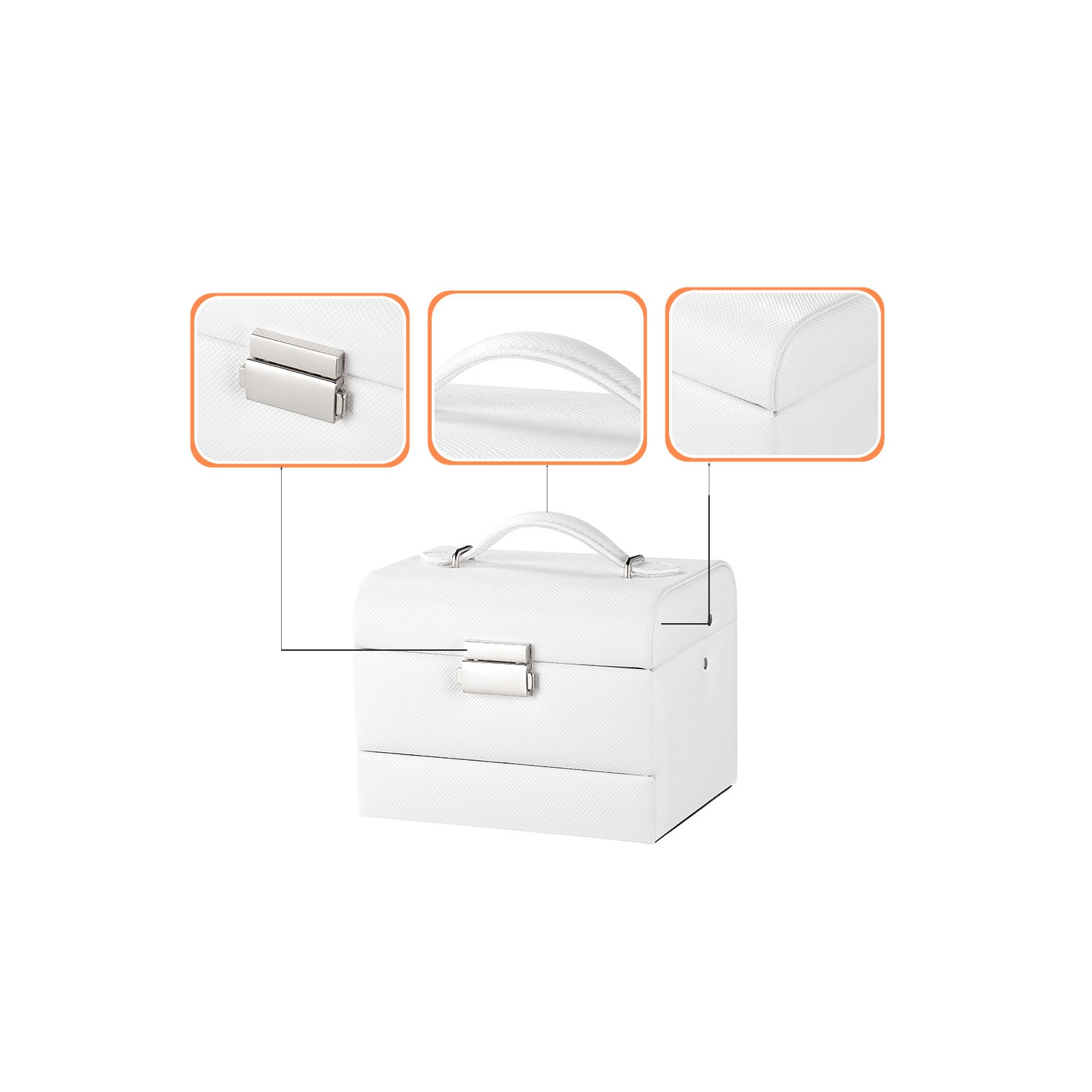 Boîte à bijoux en cuir PU à 3 couches, organisateur de stockage de bijoux vitrine de voyage avec miroir pour bagues boucles d'oreilles colliers