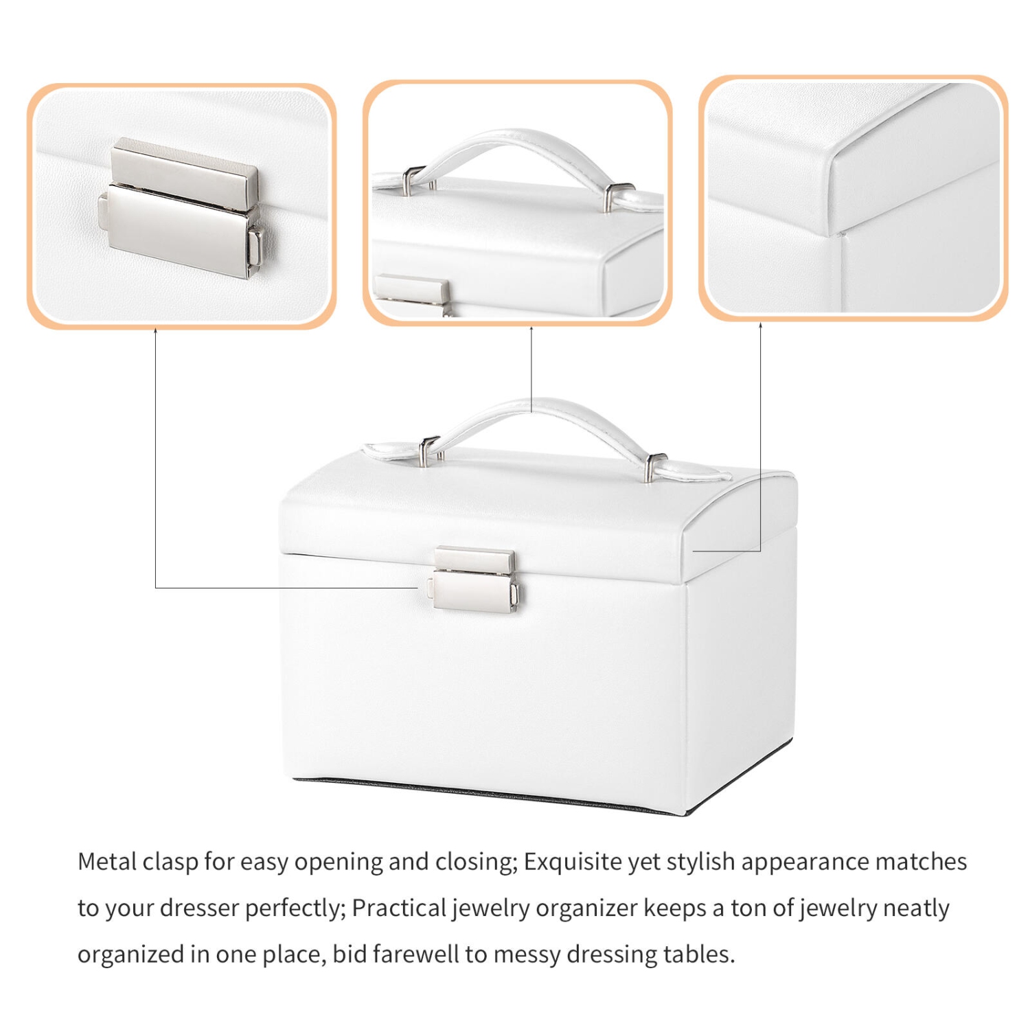 Boîtes à bijoux en cuir PU Storage OrganizerTravel Case Vitrine à bijoux multicouche avec miroir