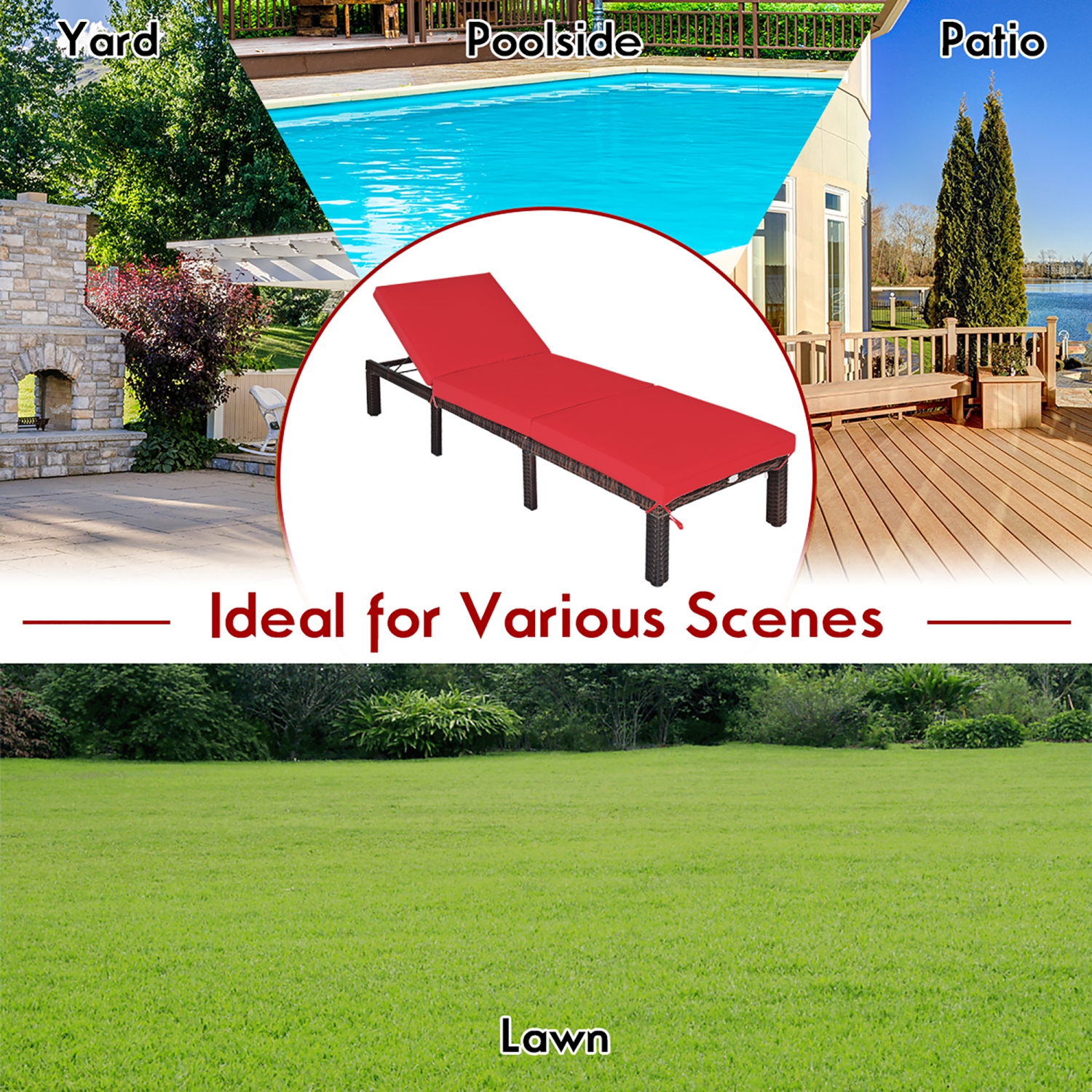 Chaise longue pliable Chaise longue d'extérieur réglable de plage ou piscine marque Costway