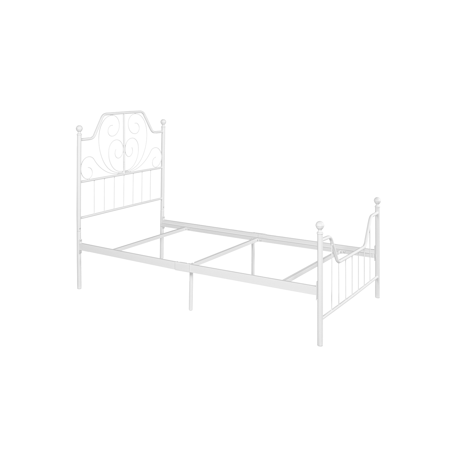 White Mattress Foundation Bed Frame, Metal Platform Bed Frame With Headboard And Footboard