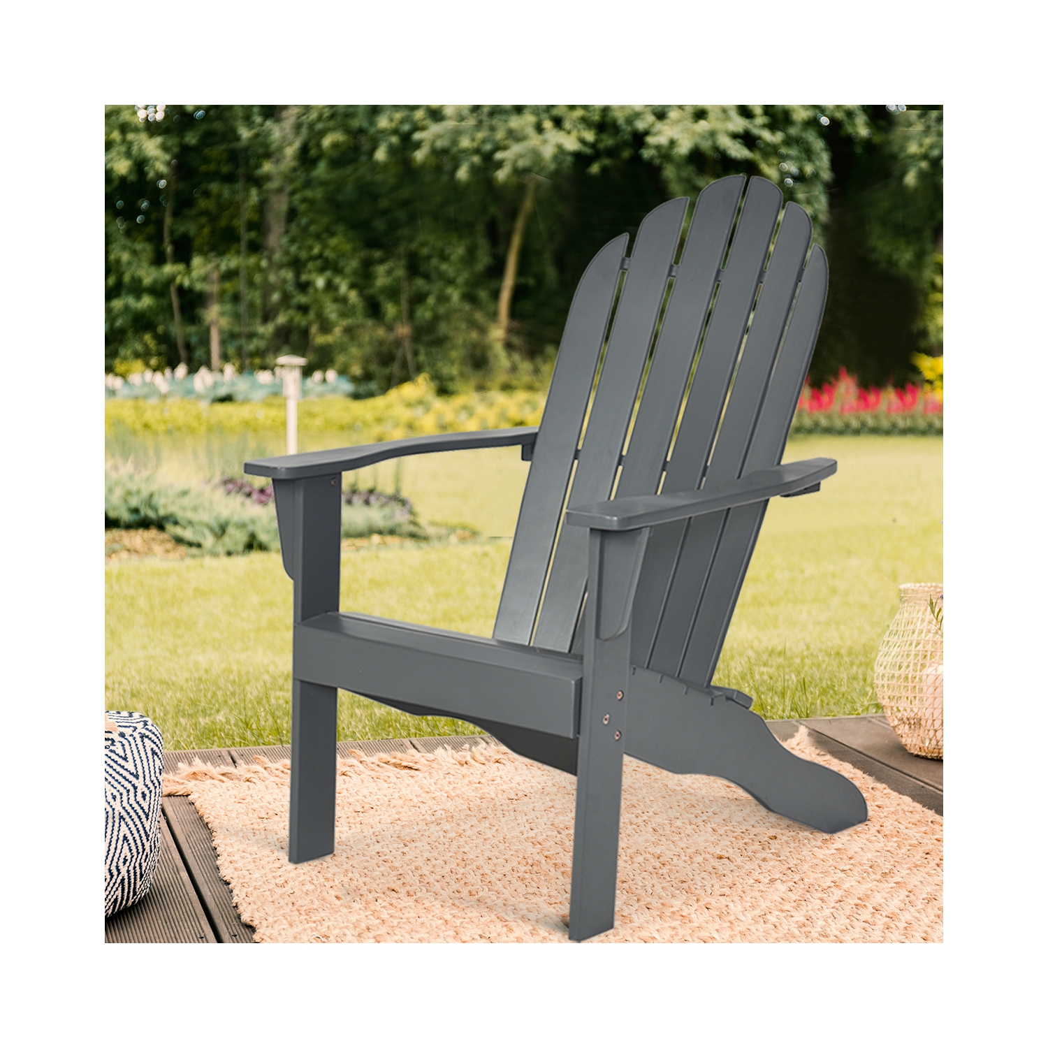 Fauteuil Adirondack extérieur de Costway, meubles de jardin en bois massif