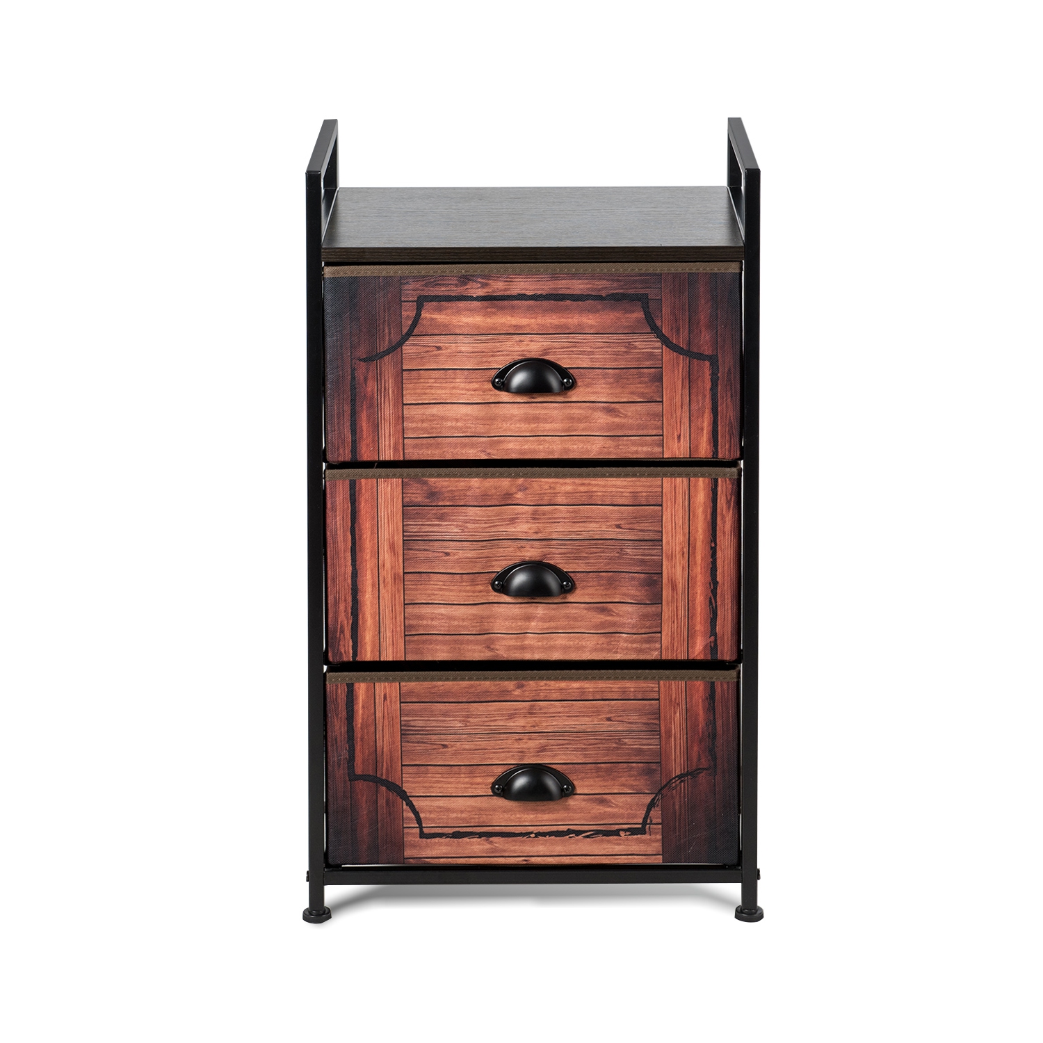 Costway 3 Drawer Fabric Dresser Storage Tower Nightstand Sturdy Steel Frame Closet