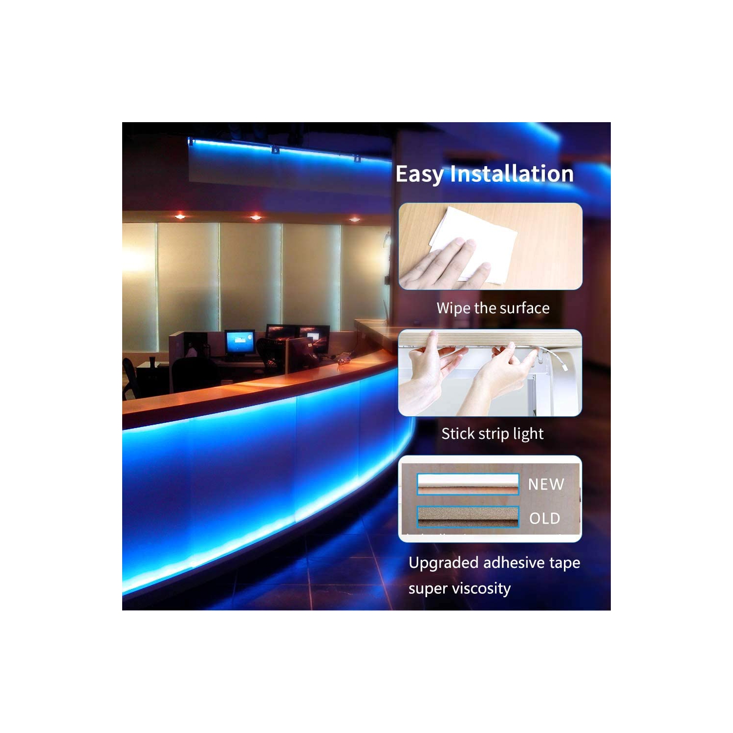 Smart Lighting 10m LED Strip Light Kit - 300 LEDs - 5050 RGB - Waterproof - Flexible Color Changing with 44 Keys IR Remote Controller & 12V Power