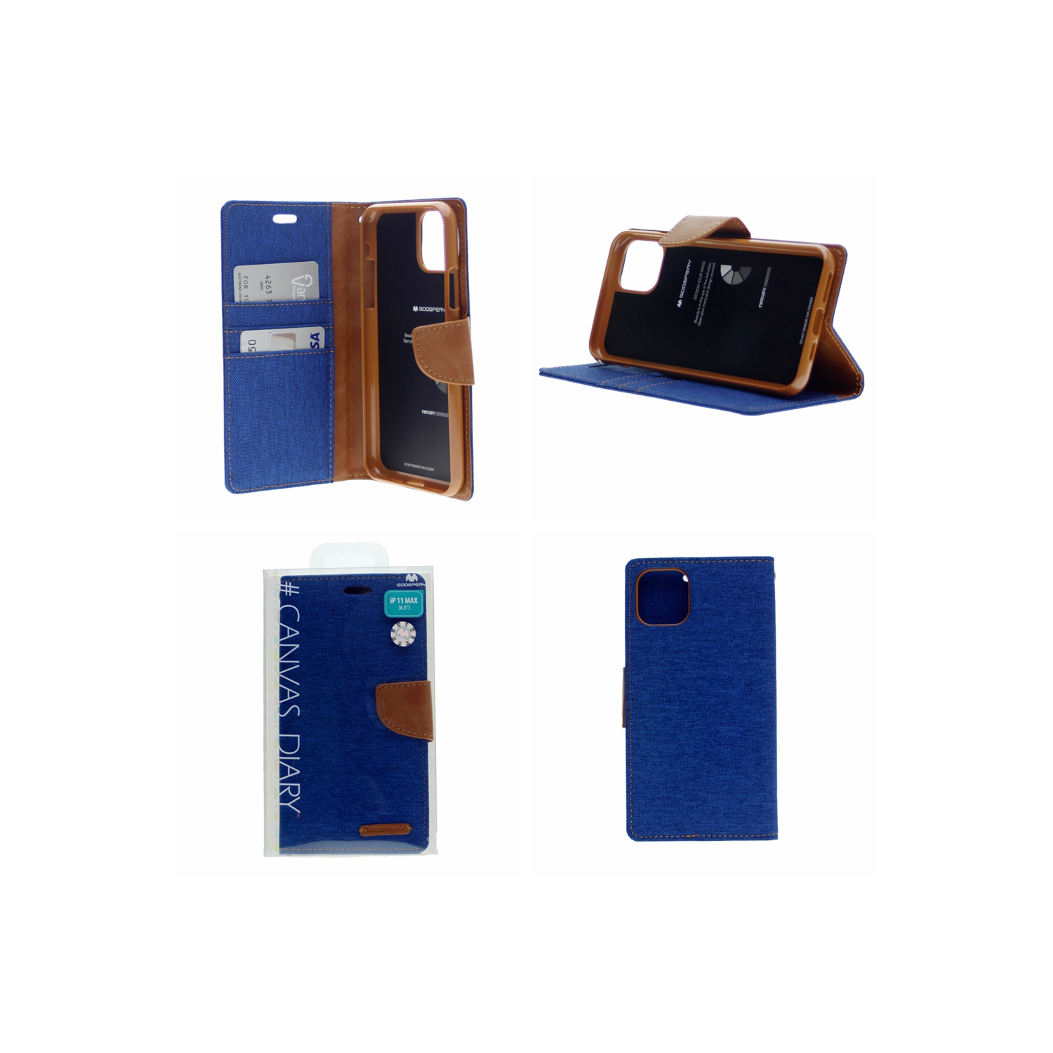 TopSave Goospery Canvas Diary Case For Iphone 12 Mini, Blue