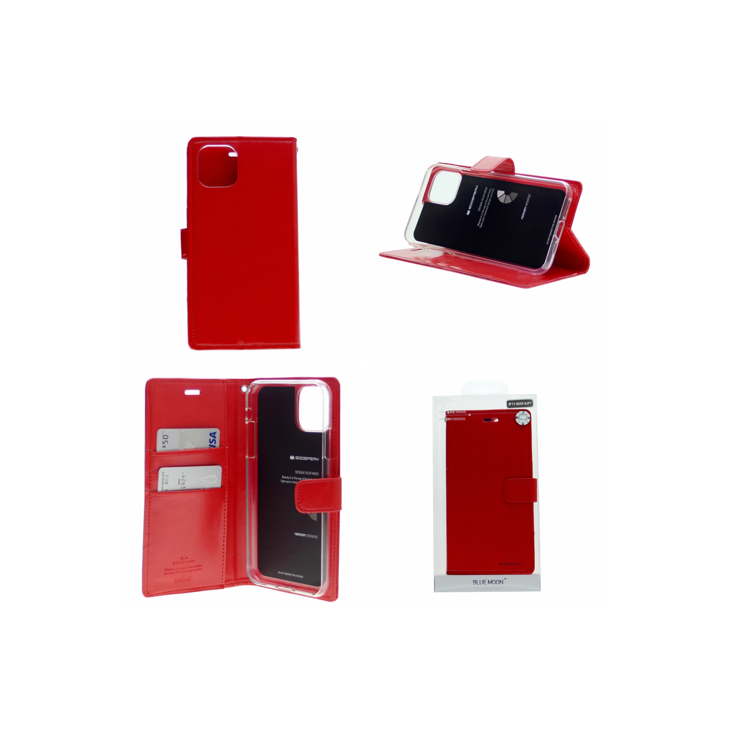 TopSave Goospery Bluemoon Diary Case For Iphone 12 Mini, Red