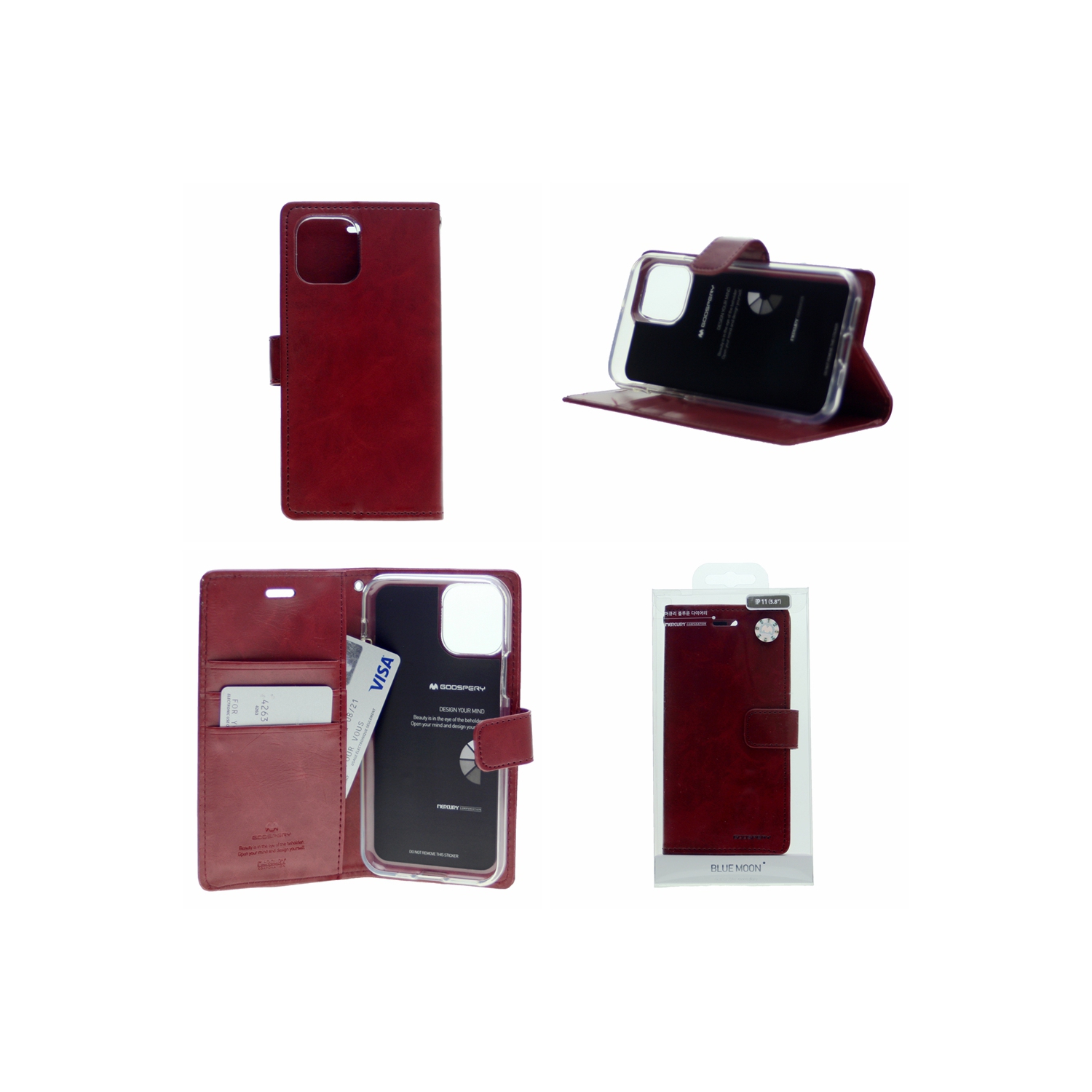 TopSave Goospery Bluemoon Diary Case For Iphone 12 Mini, Burgundy