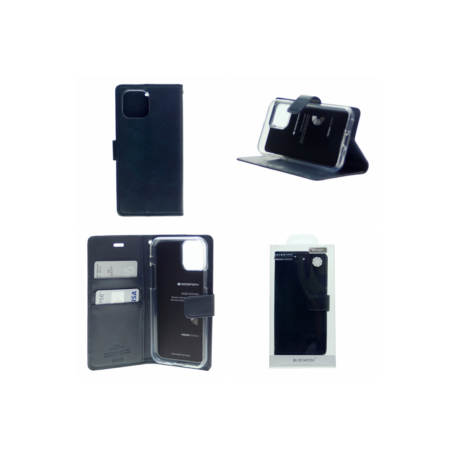 TopSave Goospery Bluemoon Diary Case For Iphone 12 Mini, Navy Blue