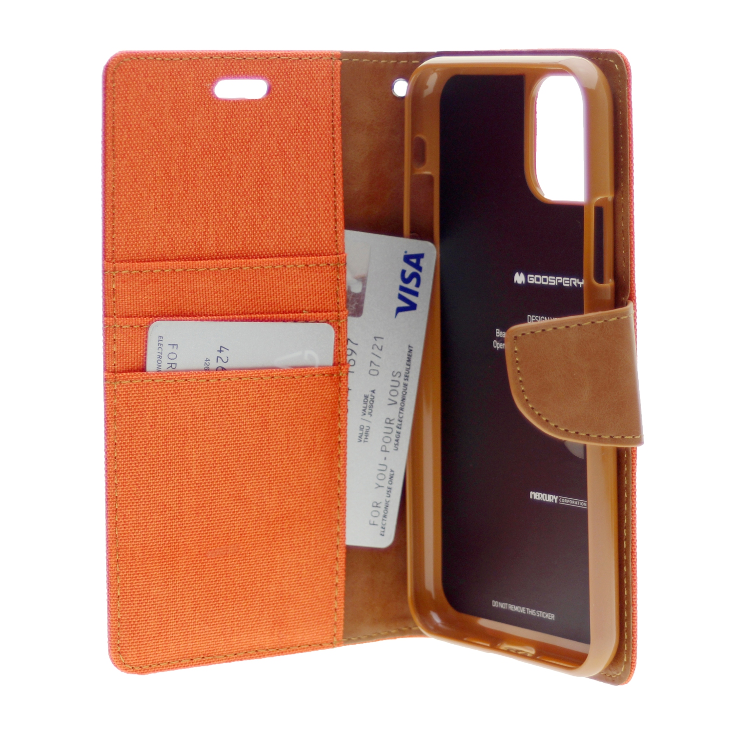 TopSave Goospery Canvas Diary Case For Iphone 12 Mini, Orange