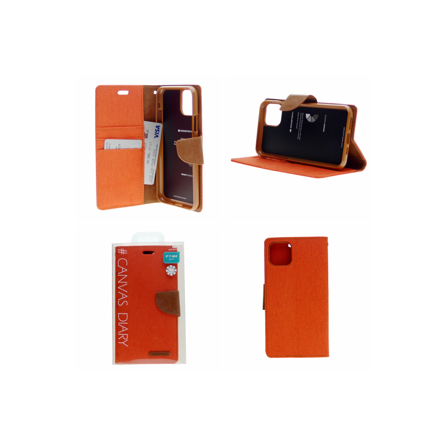 TopSave Goospery Canvas Diary Case For Iphone 12 Mini, Orange