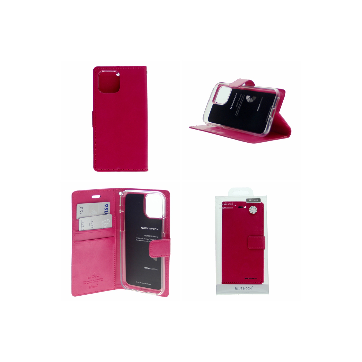 TopSave Goospery Bluemoon Diary Case For Iphone 12 Mini, Hot Pink