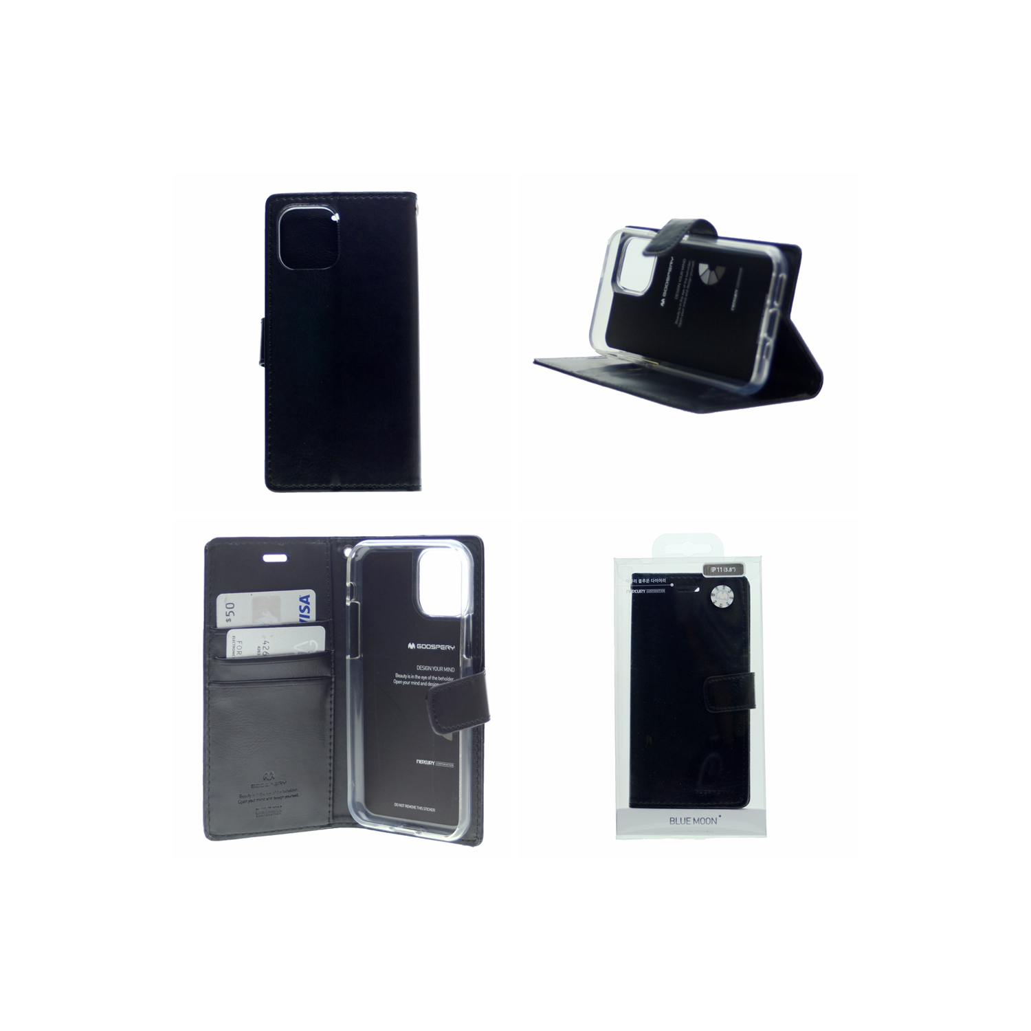 TopSave Goospery Bluemoon Diary Case For Iphone 12 Mini, Black