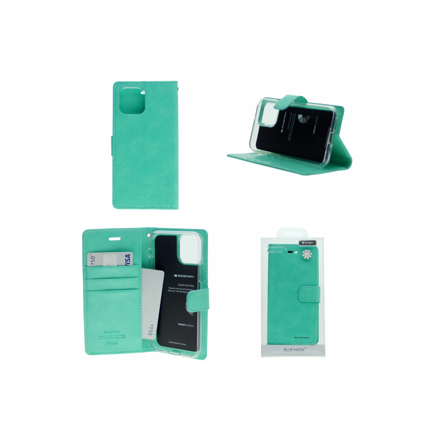 TopSave Goospery Bluemoon Diary Case For Iphone 12 Mini, Teal
