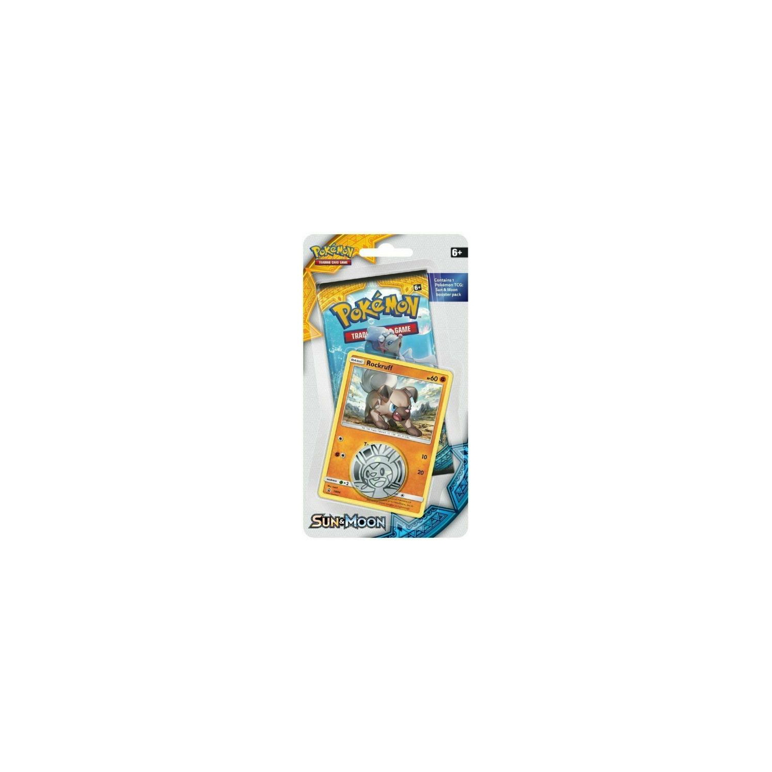Pokemon TCG: Sun & Moon - Checklane Blister Pack + Rockruff Card & Collectible Coin [Card Game, 2 Players]