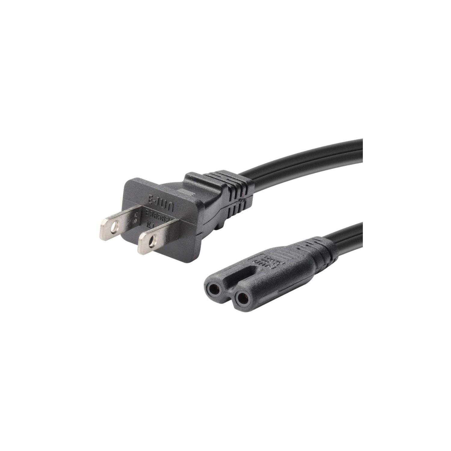 6 Foot Figure 8 Power Cord 2-Pack - Non-Polarized C7 To NEMA 1-15P For Electronics