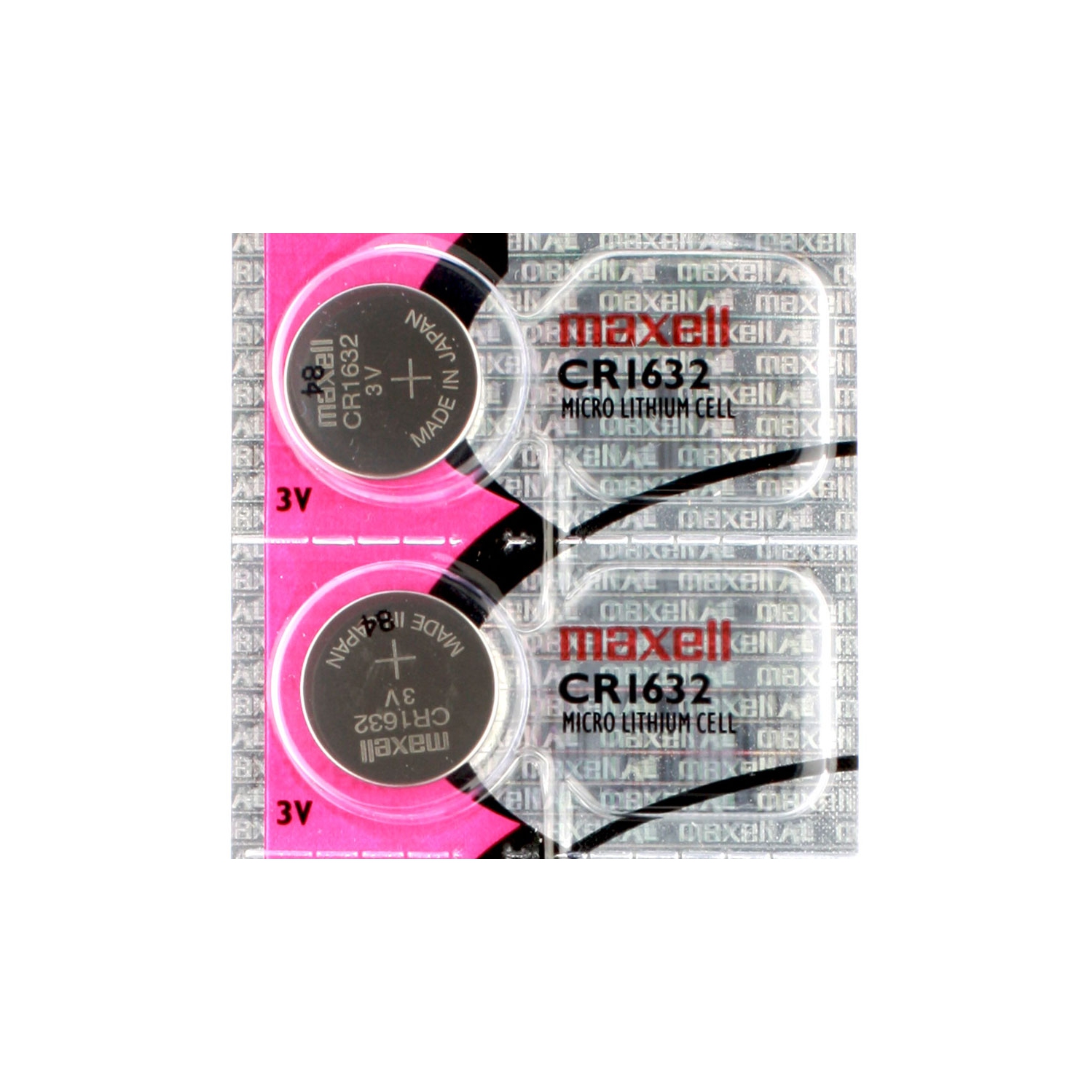 2 x Maxell CR1632 Batteries, Lithium Battery 1632