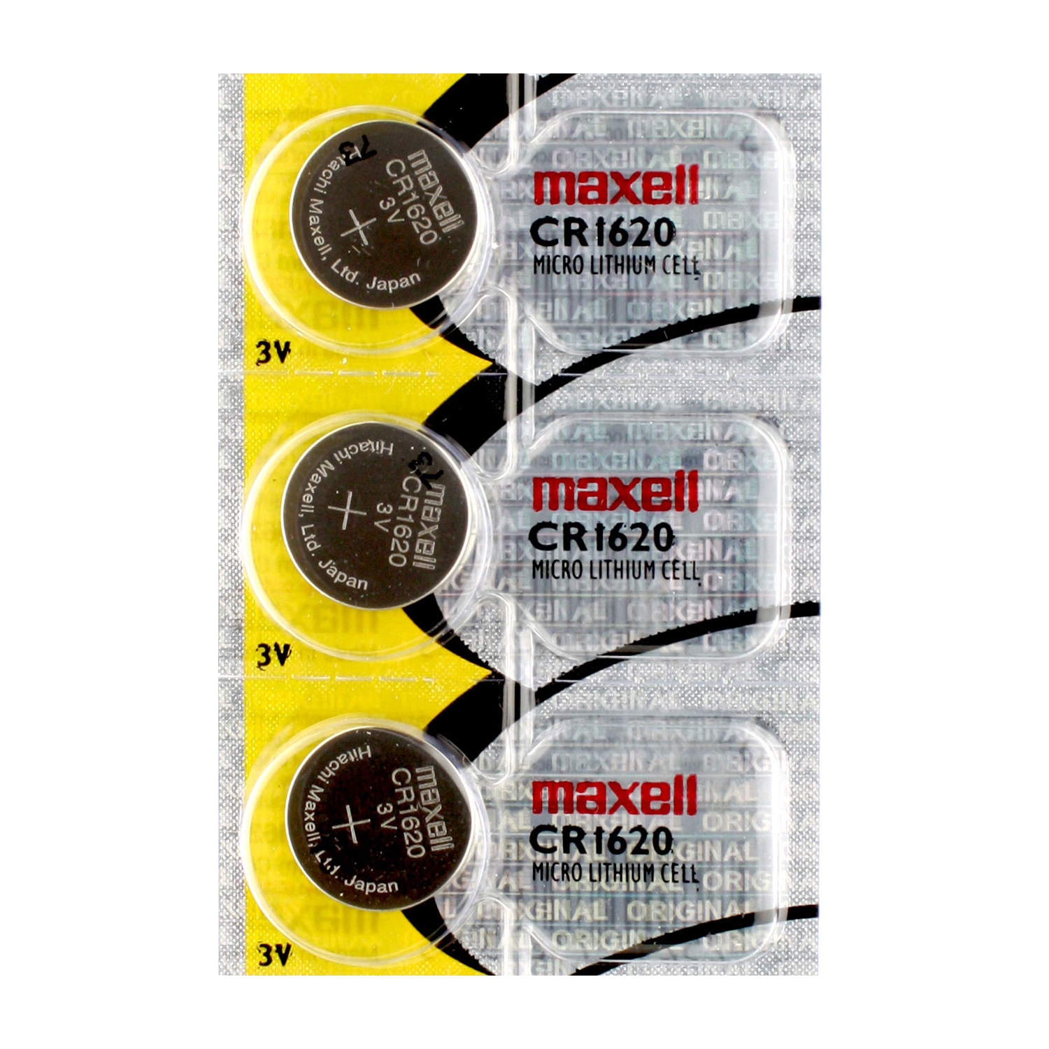 3 x Maxell CR1620 Batteries, Lithium Battery 1620