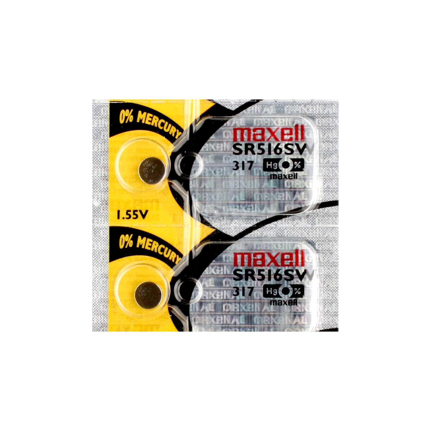 2 x Maxell 317 Watch Batteries, SR516SW Battery