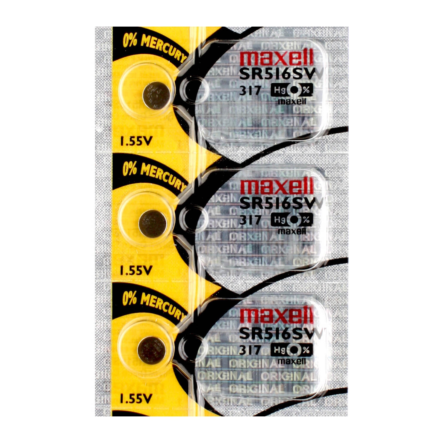 3 x Maxell 317 Watch Batteries, SR516SW Battery