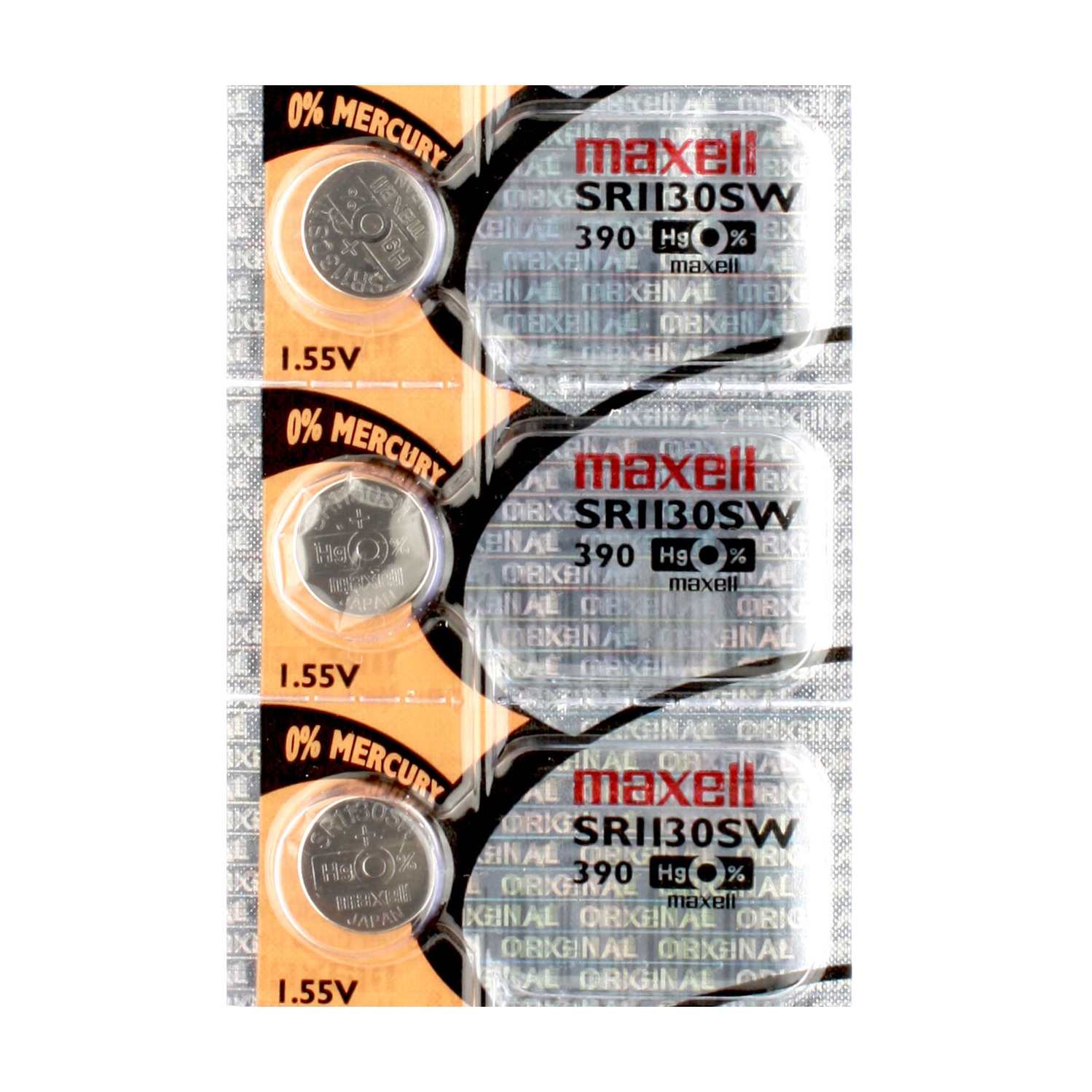 3 x Maxell 390 Watch Batteries, SR1130SW or 389 Battery